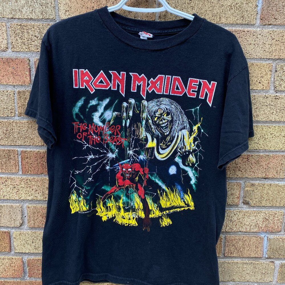 Iron Maiden × Vintage Vintage Iron Maiden The Number of the Beast Band T Shirt Me Size US M / EU 48-50 / 2 - 1 Thumbnail