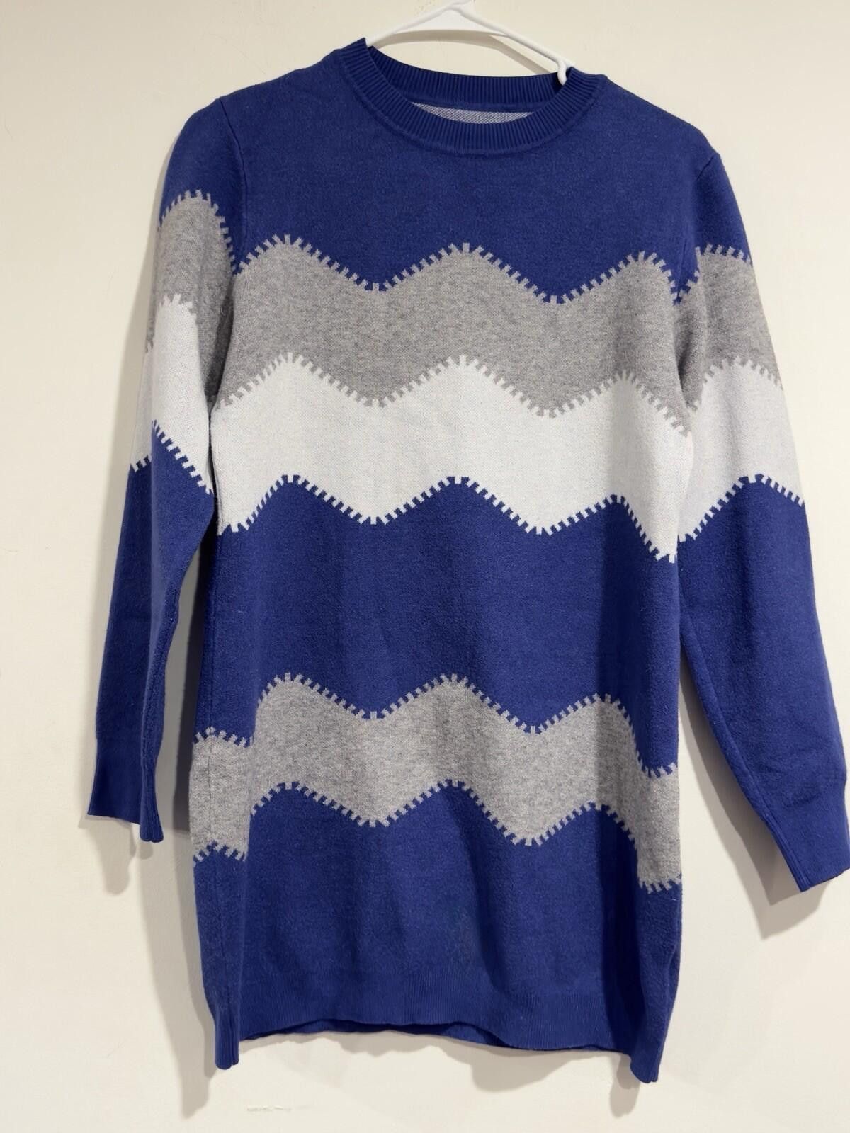 The Unbranded Brand Women Blue White And Gray Soft Pullover Sweater Dress Size L Size L / US 10 / IT 46 - 5 Thumbnail
