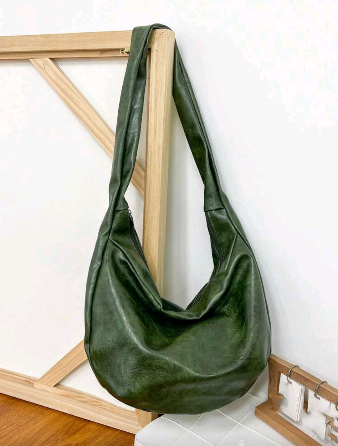 Japanese Brand Green PU material leather sling bag Size ONE SIZE - 5 Thumbnail