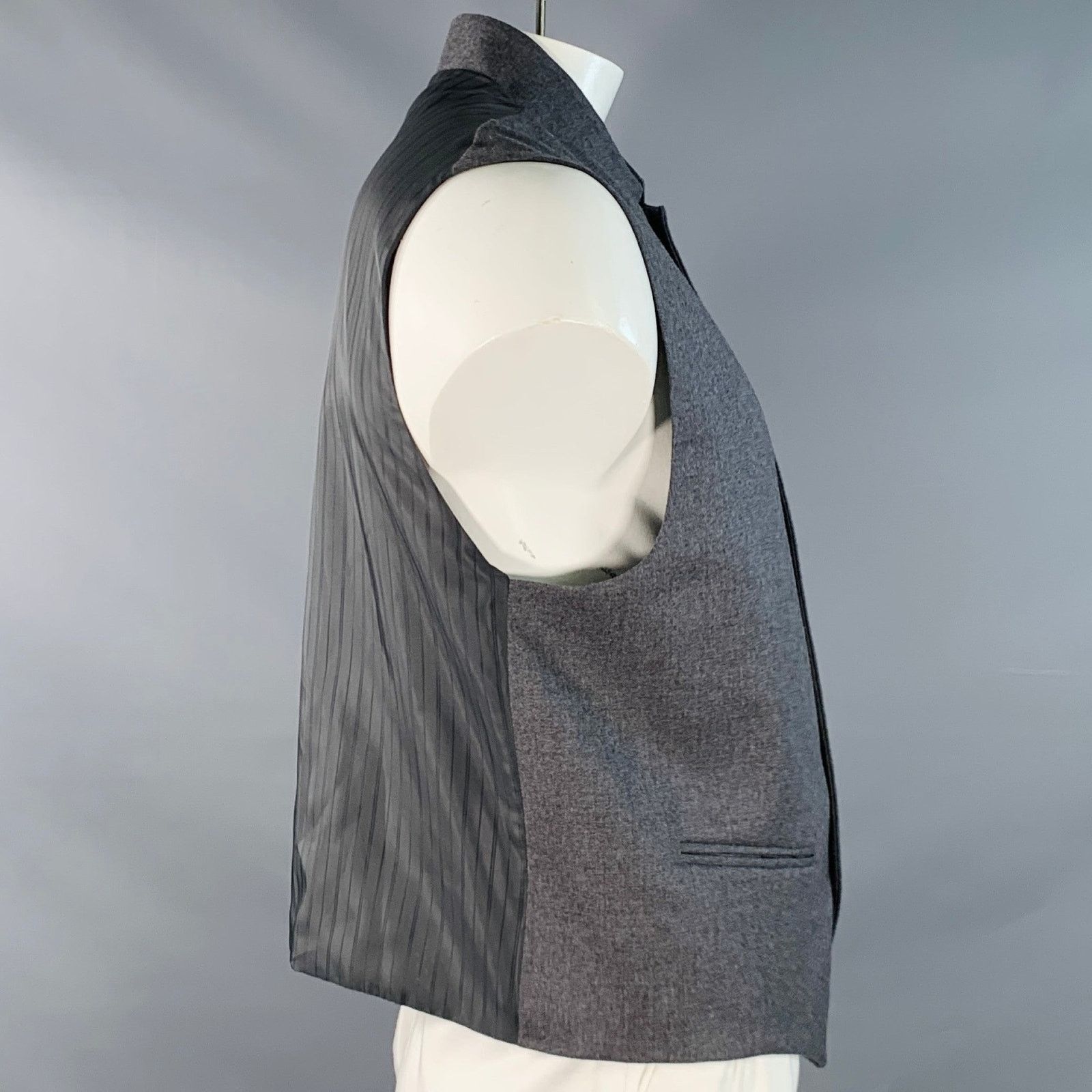 Other ALAN BILZERIAN L Grey Heather Twill Wool Nehru Collar Vest Size 40R - 2 Thumbnail