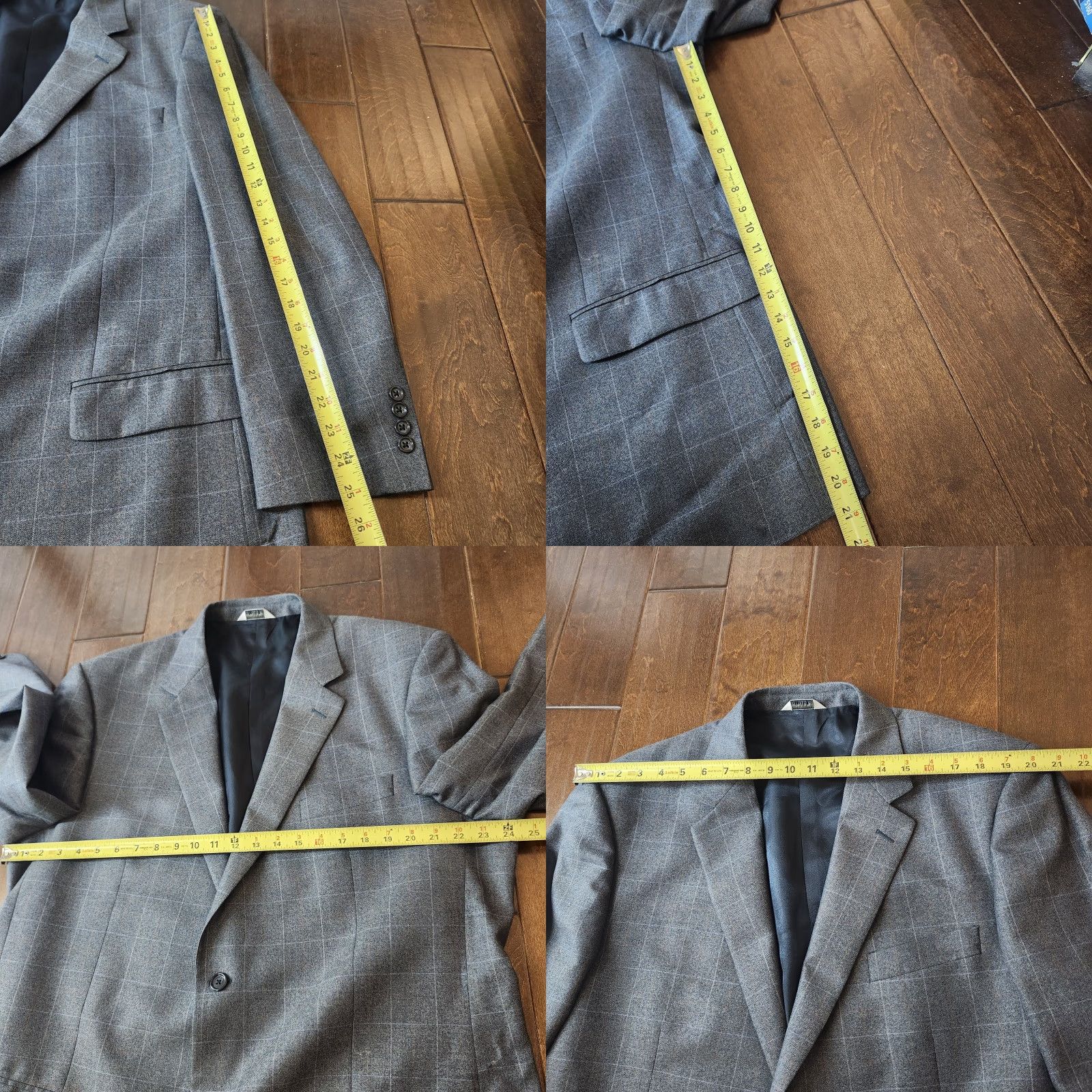 Joseph VINTAGE? No. Joseph Feiss Blazer 48L Gray Windowpane Wool Silk Sport Coat Mens Size 48R - 9 Thumbnail