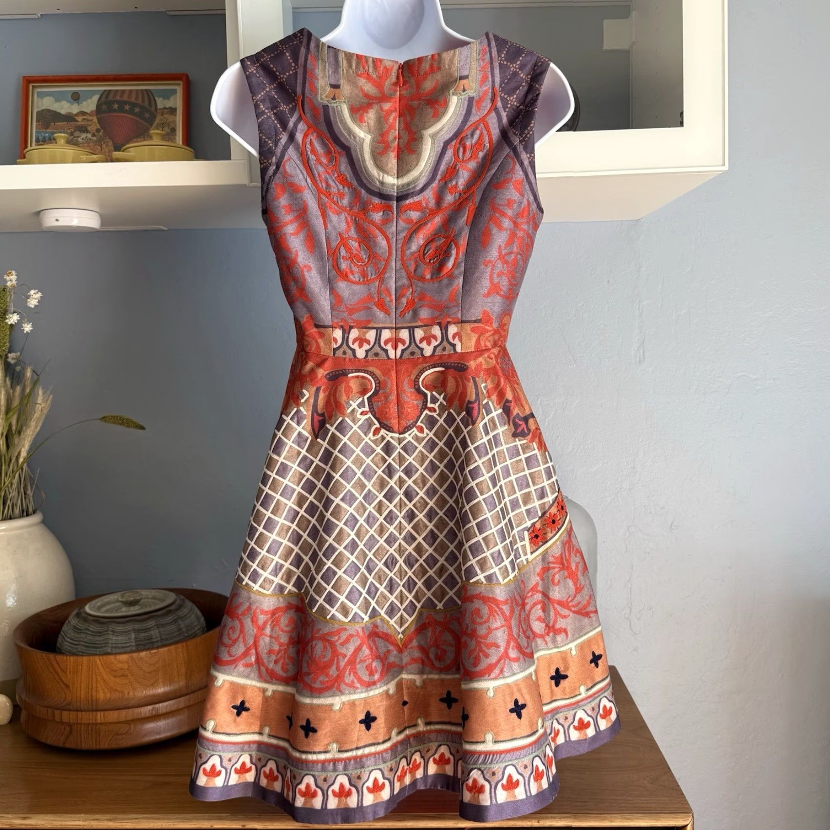 Anthropologie VINTAGE Anthropologie Pankaj & Nidhi Twilight Temple Dress Fit & Flare Sz 0 Size XS / US 0-2 / IT 36-38 - 4 Thumbnail
