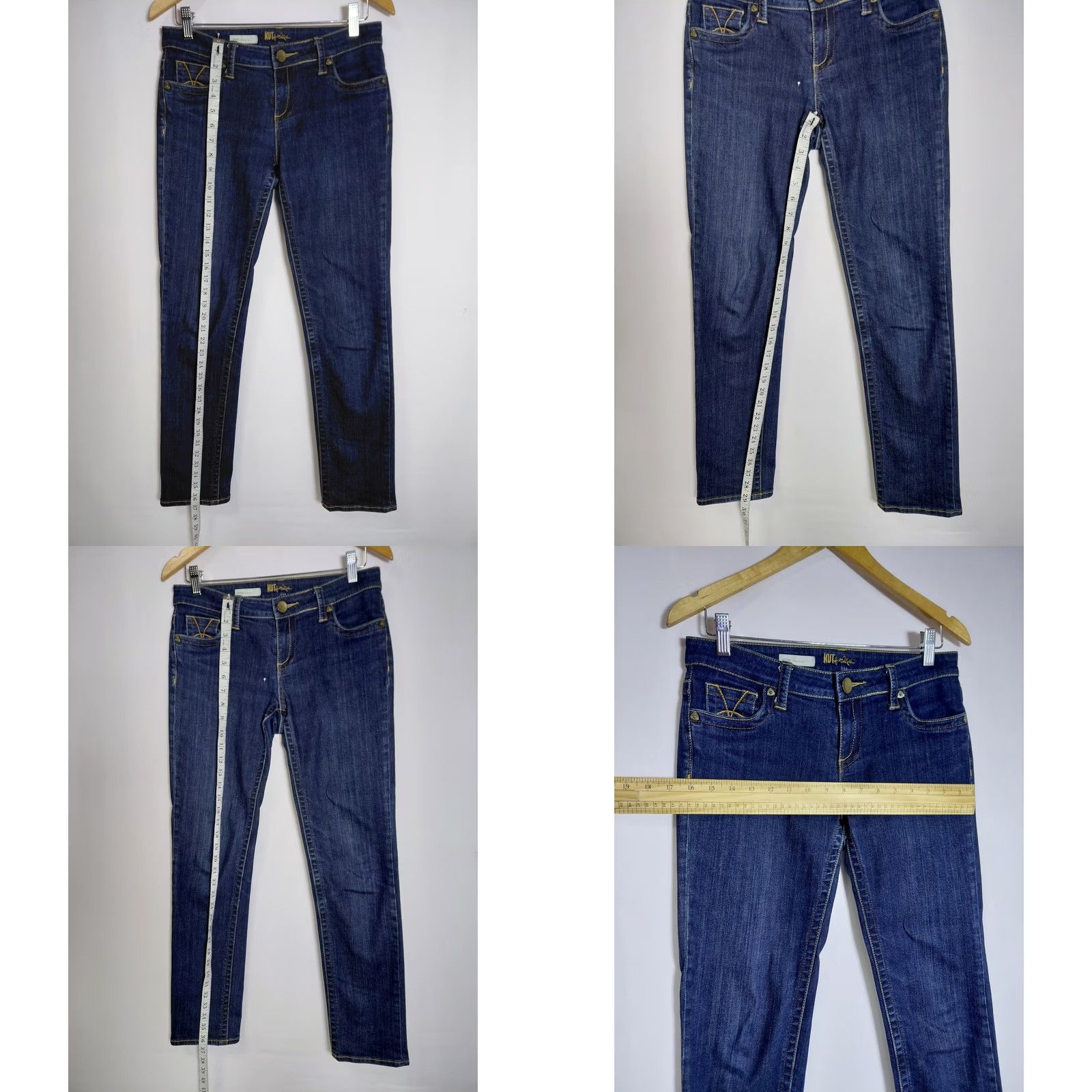 Vintage KUT from the Kloth Stevie Straight Leg Jeans Size 4 Solid Denim KP560MB7 Size 27" / US 4 / IT 40 - 8 Thumbnail