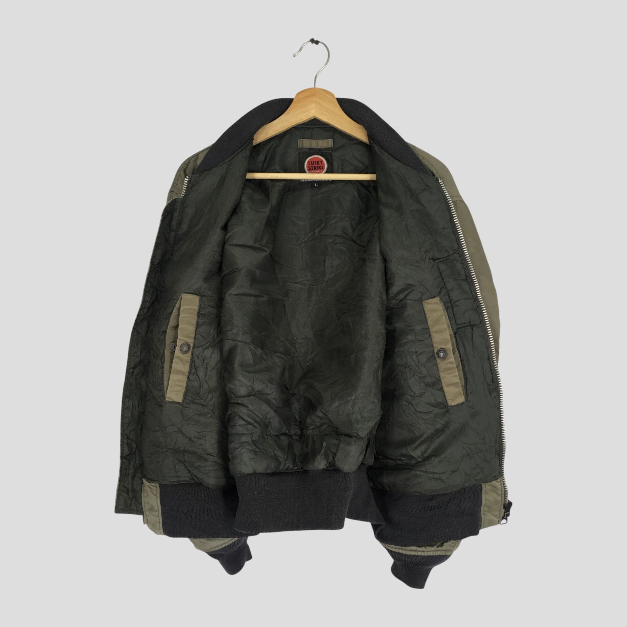 Japanese Brand Vintage 90's Lucky Strike Olive Green MA-1 Bomber Jacket Size US L / EU 52-54 / 3 - 2 Thumbnail