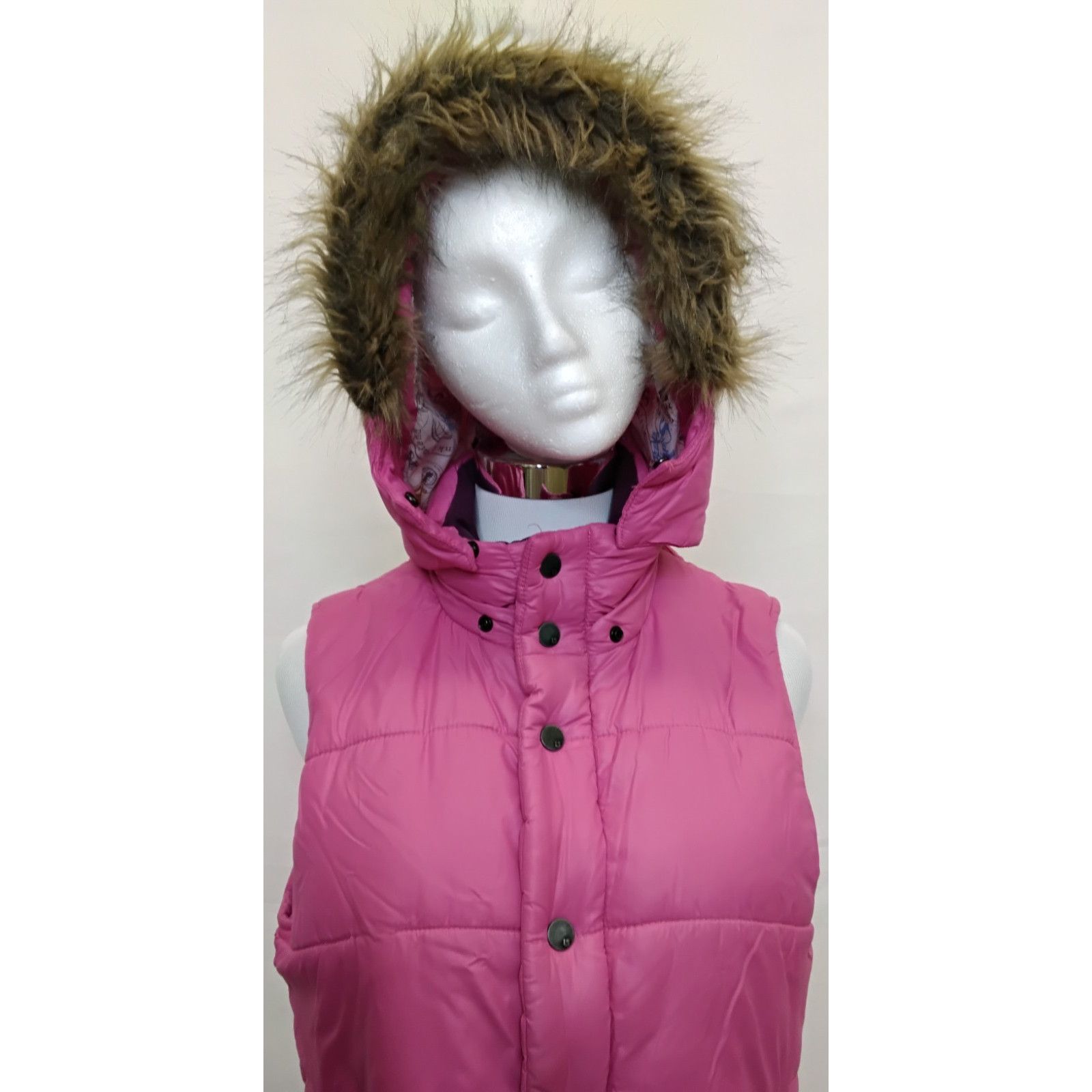 Burton Burton Puffy Vest Women's M Pink Faux Fur Ruff Embroidered Size M / US 6-8 / IT 42-44 - 5 Thumbnail