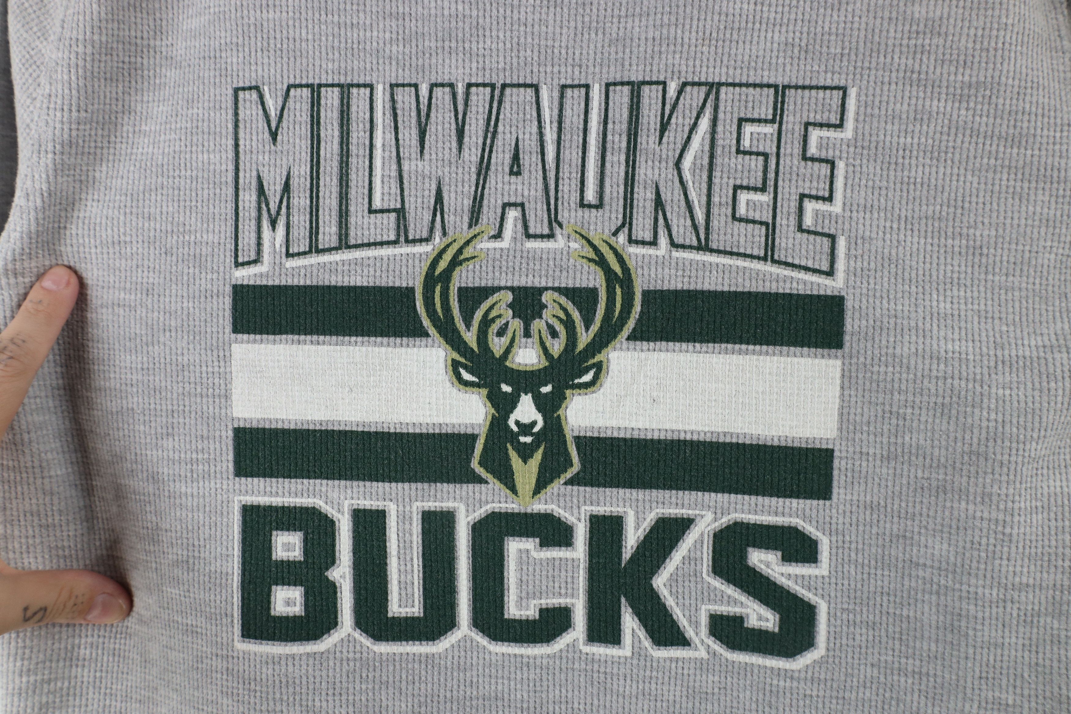 Vintage Vintage Bucks Basketball Thermal Waffle Knit T-Shirt Gray Size S / US 4 / IT 40 - 4 Thumbnail