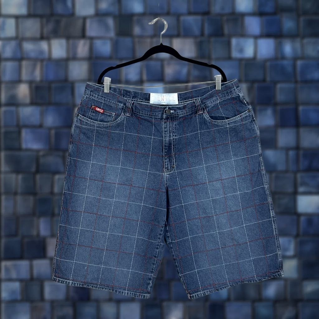Enyce Enyce Denim Shorts Mens 42 Blue Windowpane Plaid Baggy Bermuda Y2K Streetwear Jorts Mens Size US 42 / EU 58 - 1 Thumbnail