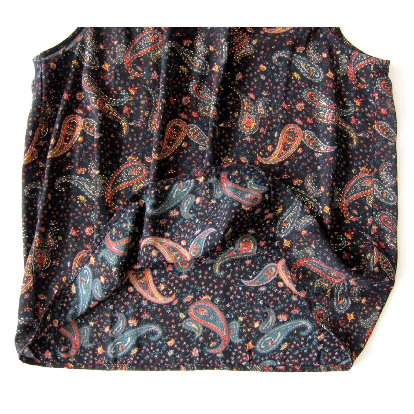J.Crew J.Crew Black Green Orange Gold Paisley Floral Mock Neck Sleeveless Blouse 6 Size M / US 6-8 / IT 42-44 - 7 Thumbnail
