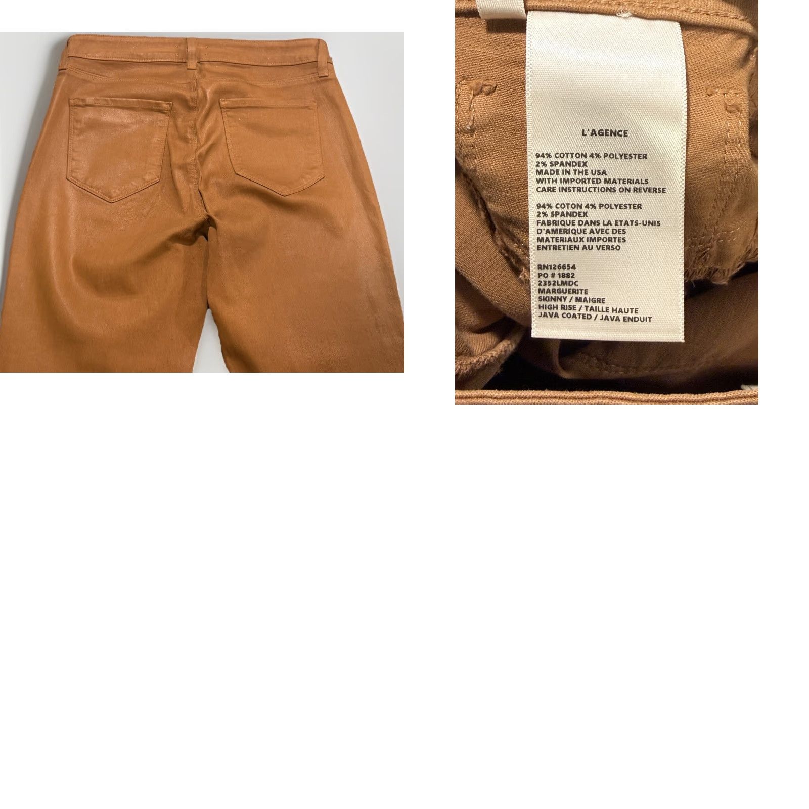 L'AGENCE L'AGENCE Java Coated Marguerite High Rise Waist Skinny Jeans Womens sz 29 Size 29" - 8 Thumbnail