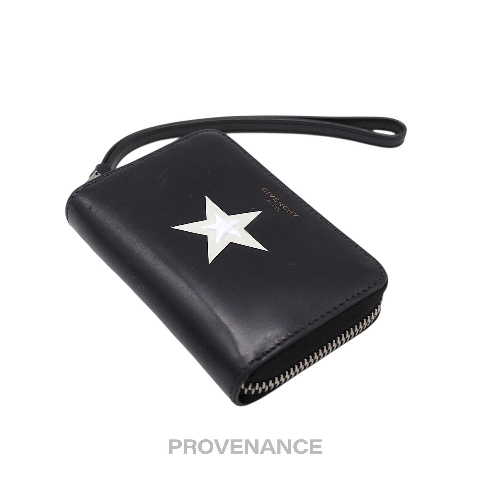 Givenchy 🔴 Givenchy Star Zip Card Wallet - Black Leather Size ONE SIZE - 3 Thumbnail