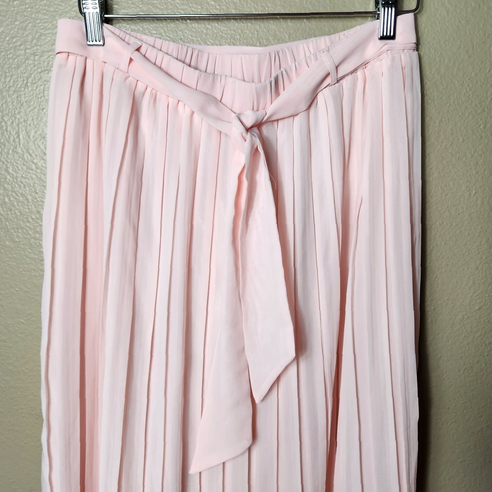 Joie Joie Womens L Skirt Maxi Micro Box Pleated Pastel Blush Pink w/Belt Size 36" / US 14 / IT 50 - 2 Thumbnail