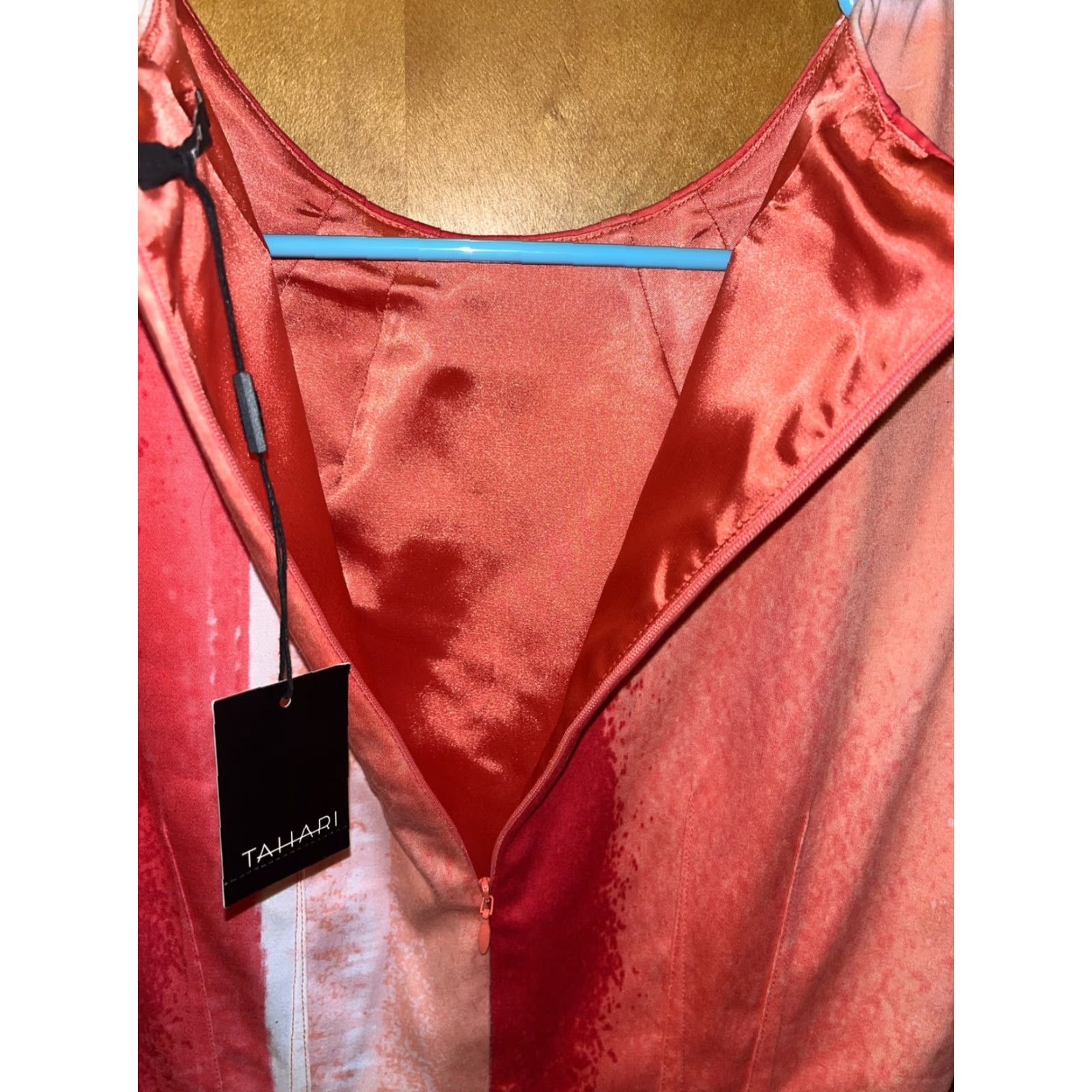 Vintage Tahari Ladies Kristen Dress Sleeveless Tank Dress Size 10 Ombré Teaberry/Peach Fall Women Size L / US 10 / IT 46 - 7 Thumbnail