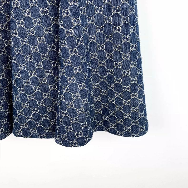 Gucci Gucci Dark Blue Logo Cotton Denim Skirt-2505 Size 41" - 4 Thumbnail