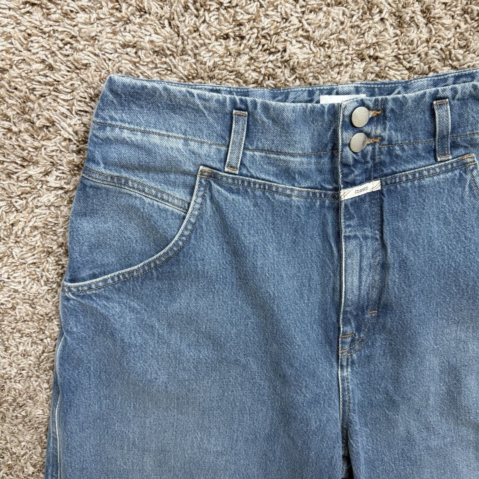 CLOSED CLOSED Made Italy Light Wash Blue Denim Barrel Jeans Baggy Size 33" - 3 Thumbnail