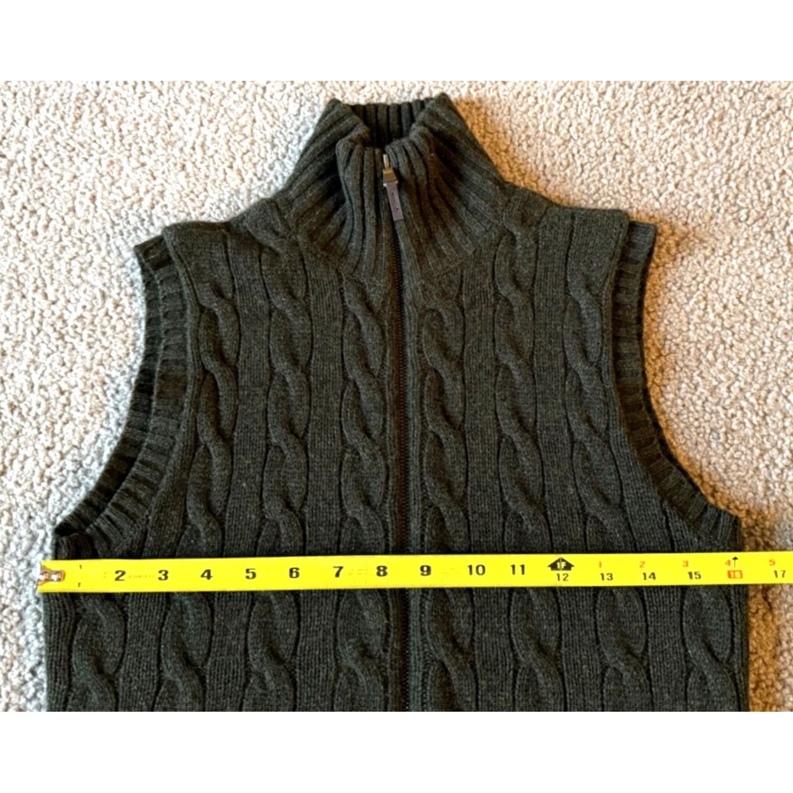 Ralph Lauren Ralph Lauren Black Label Sweater Womens S Dark Green Women Cable Knit Zip Cashmere Vest Size S / US 4 / IT 40 - 3 Thumbnail