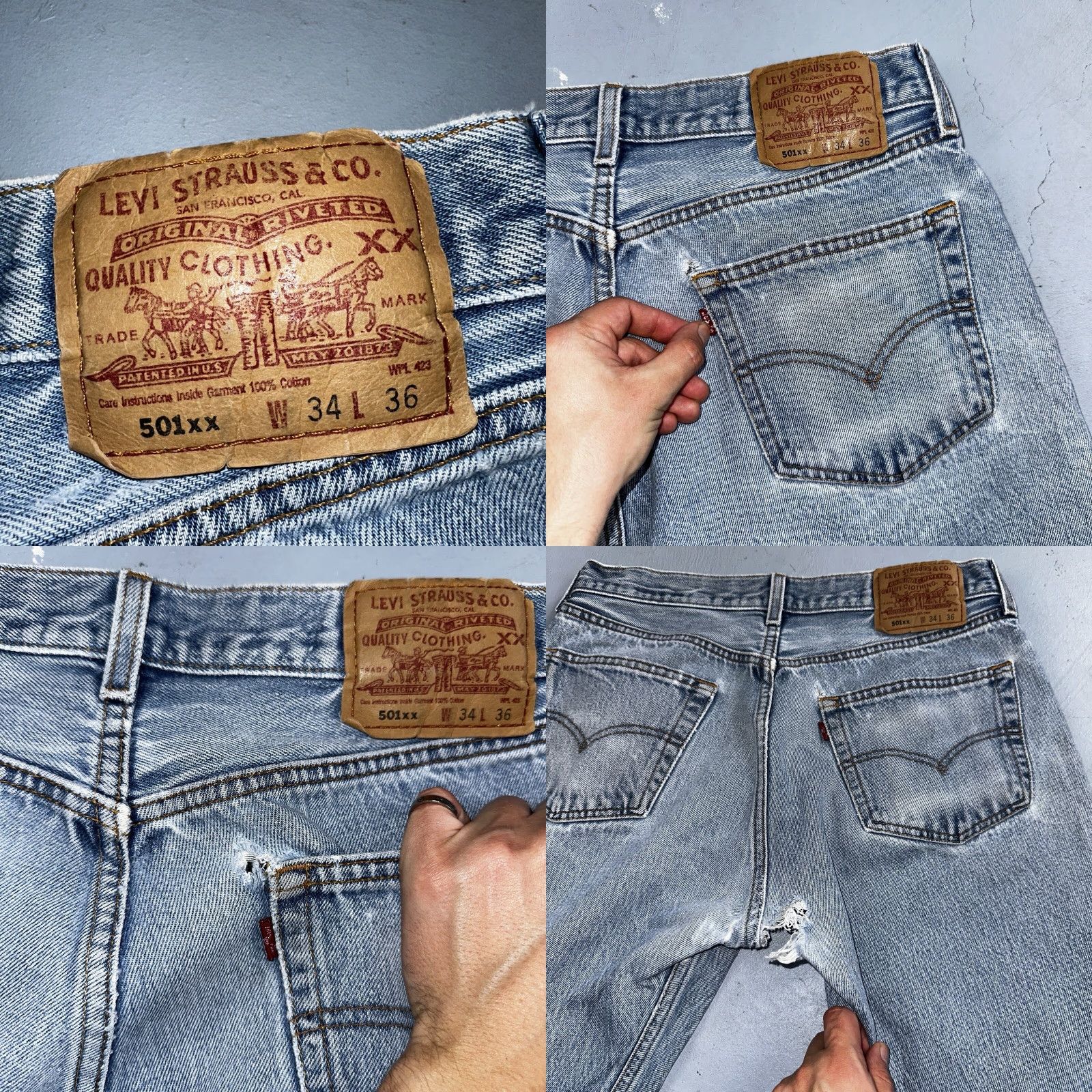 Levi's VINTAGE Levi's 501 Jeans Men 34x36 90s Light Wash Straight Denim Cotton Blue 501 Series Relaxed Classic MENS Size US 34 / EU 50 - 10 Thumbnail