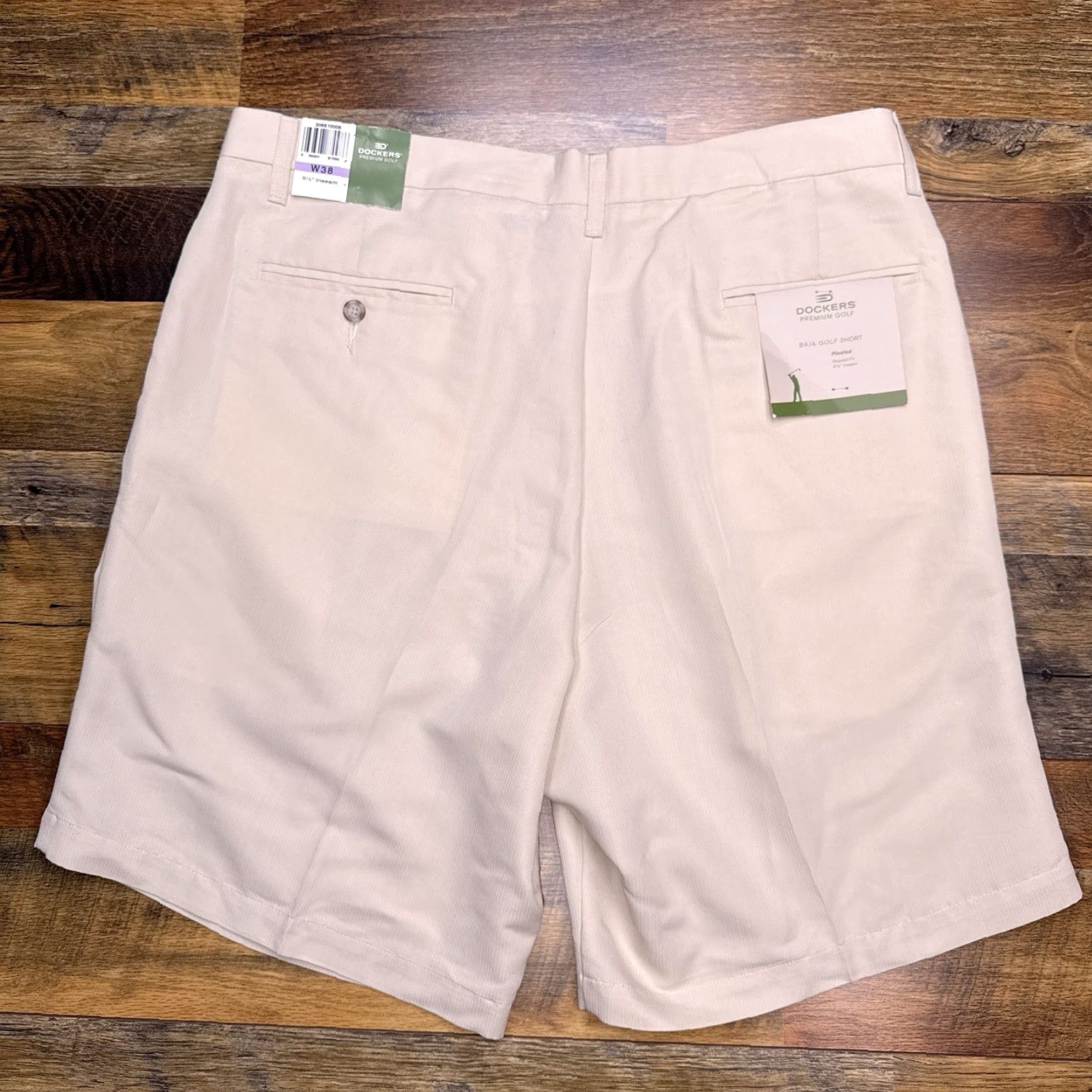 Dockers Dockers Premium Golf Shorts Mens 38 Tan Relaxed Pleated New Inseam 9.5in Chino Button Logo Easy Care Machine Washable Solid Polyester Rayon Size US 38 / EU 54 - 3 Thumbnail