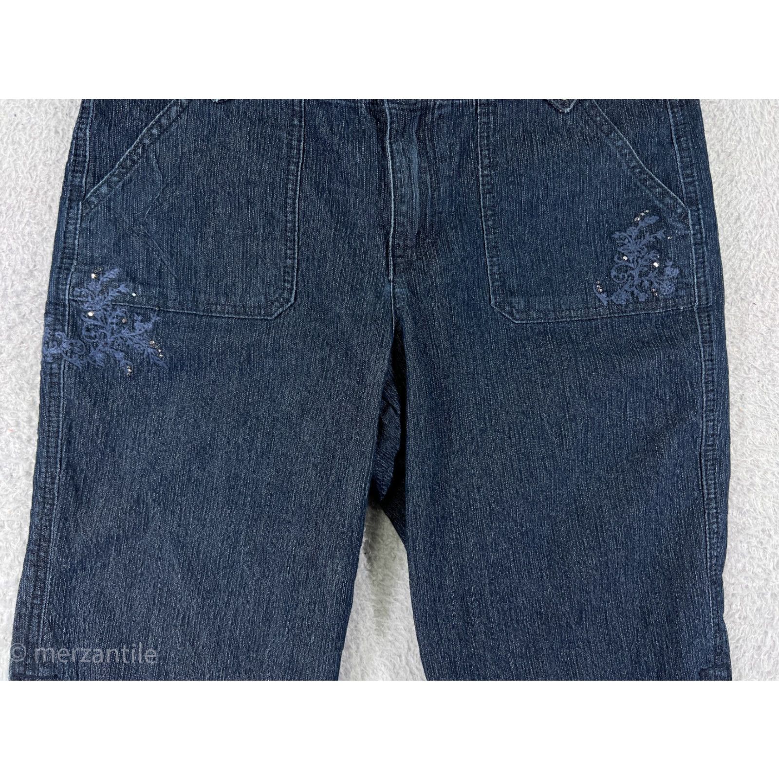 Vintage Buckle Shorts Womens 29 Blue Denim Capri Distressed Stretch 5-Pocket Casual Womens Size 29" - 7 Thumbnail