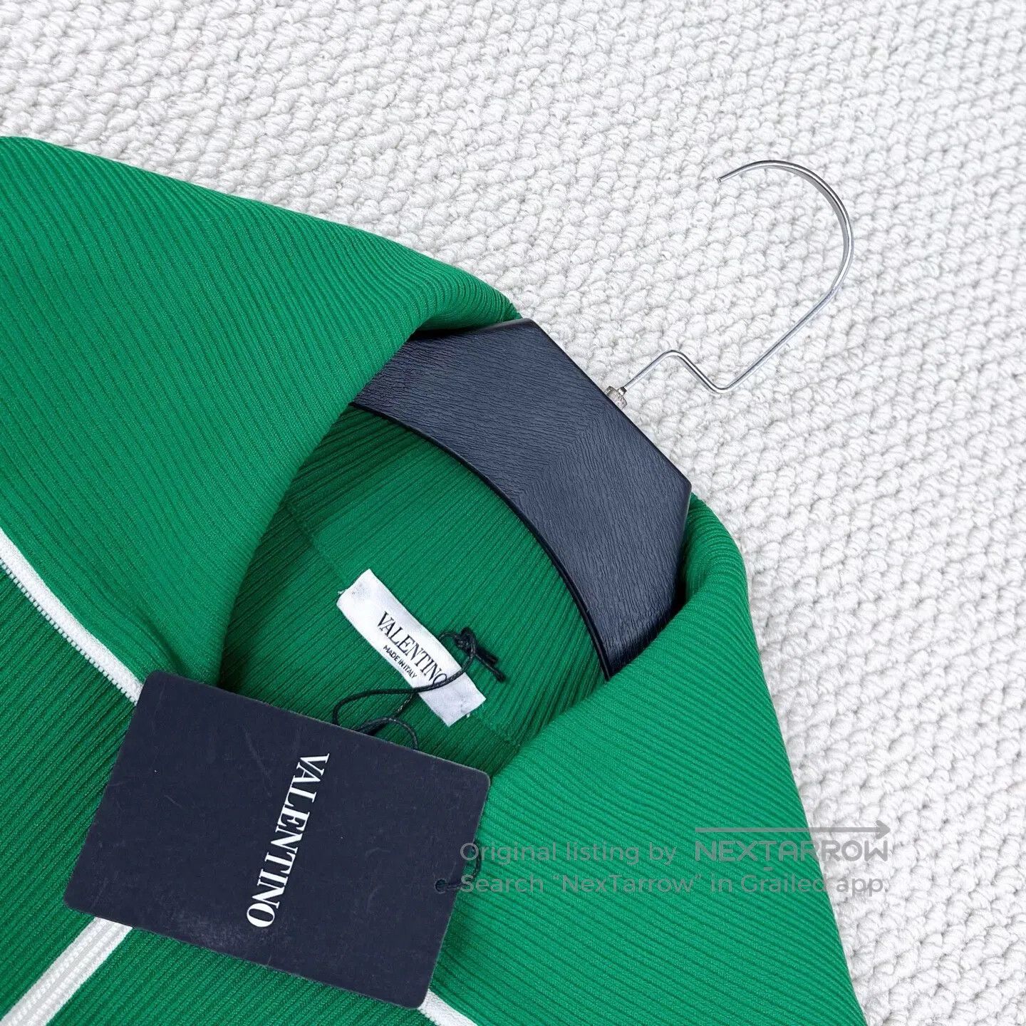 Valentino Valentino White and Green Patchwork Chenille Lapel Knit Ja Size M / US 6-8 / IT 42-44 - 3 Thumbnail