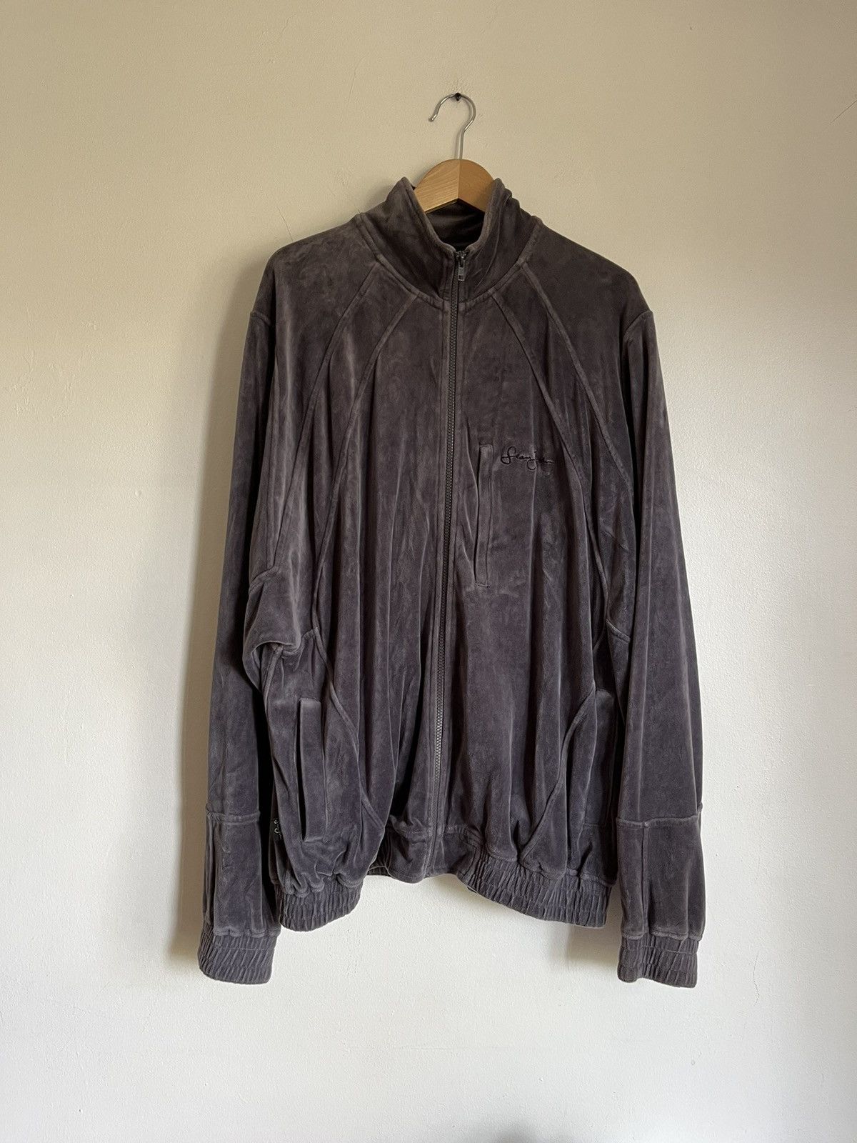 Sean John × Vintage Vintage Sean John Velour Jacket Zip Up Gray Y2K Size US XL / EU 56 / 4 - 1 Thumbnail