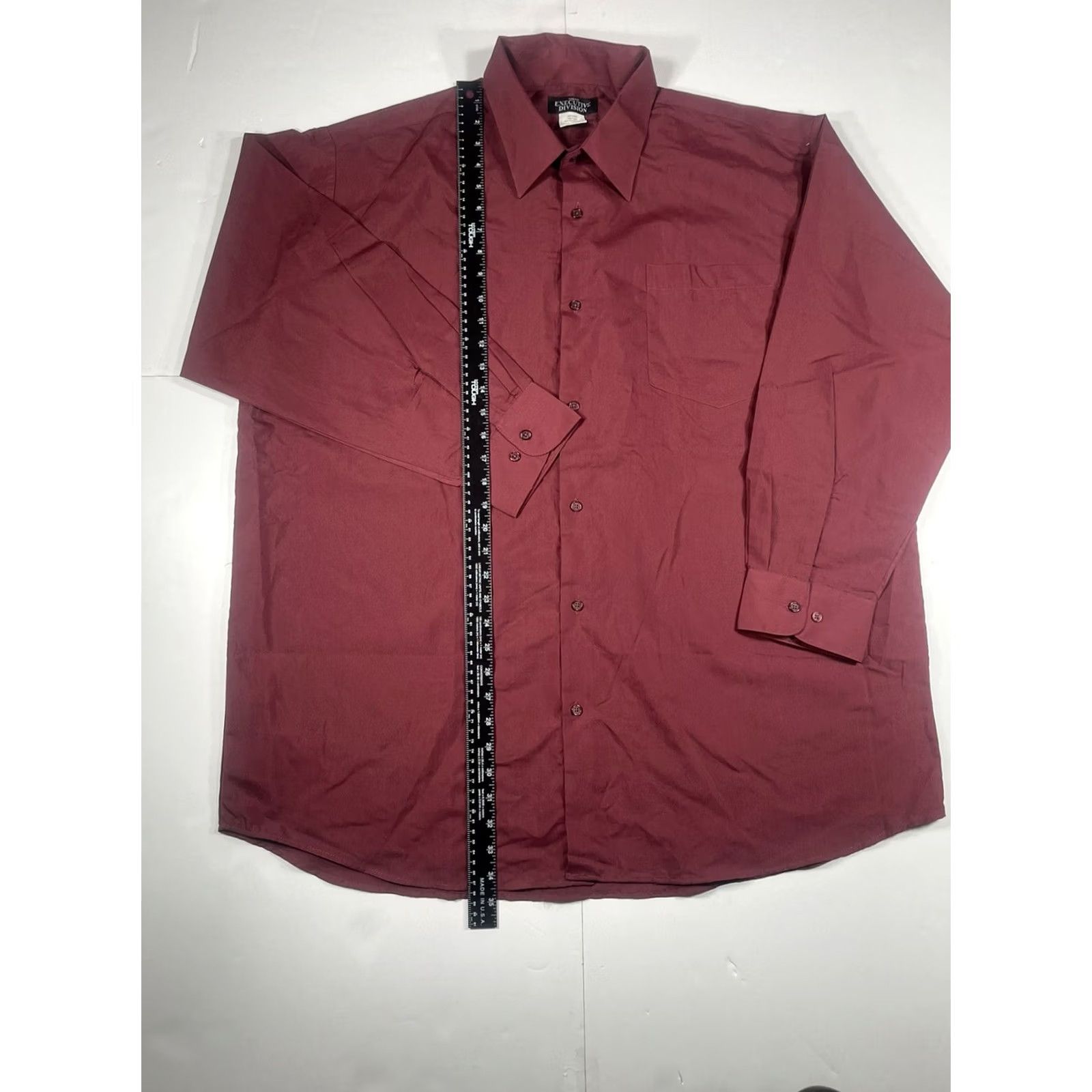 Haband Haband Executive Davidson Mens Red Button Up Long Sleeves Dress Shirt Size 18L Size 48R - 2 Thumbnail