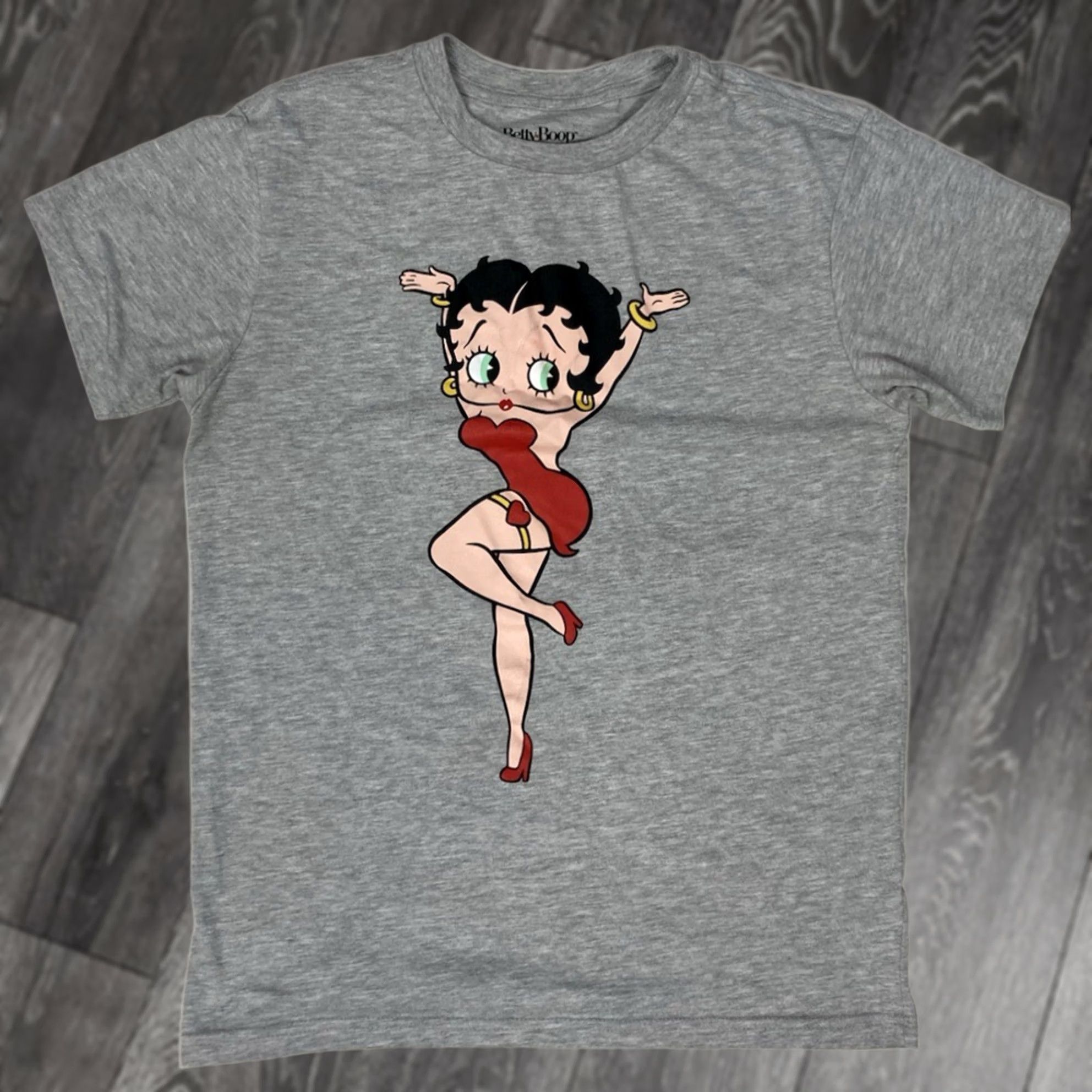 Vintage Betty Boop T-shirt Women Medium Gray Short Sleeve Crew Neck Pullover Cotton Regular Size M / US 6-8 / IT 42-44 - 1 Thumbnail