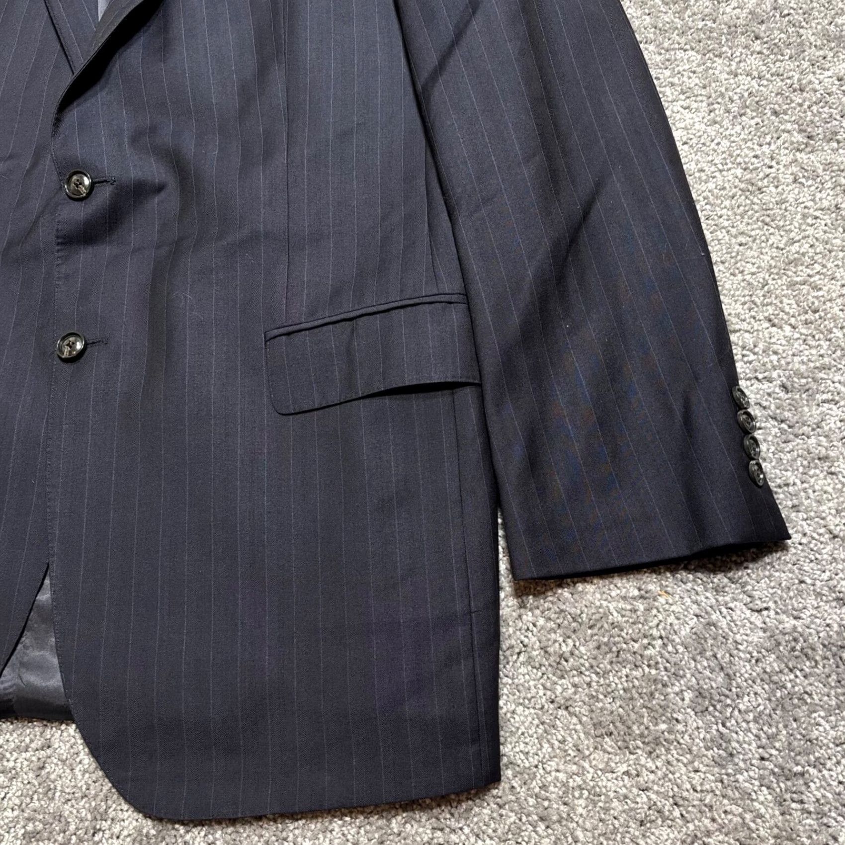 Ermenegildo Zegna Ermenegildo Zegna Trofeo Blazer Men’s 44L Navy Chalk Stripe Wool USA Blazer Mom/Men’s Regular Long Coat Jacket Vintage No Size 44R - 3 Thumbnail
