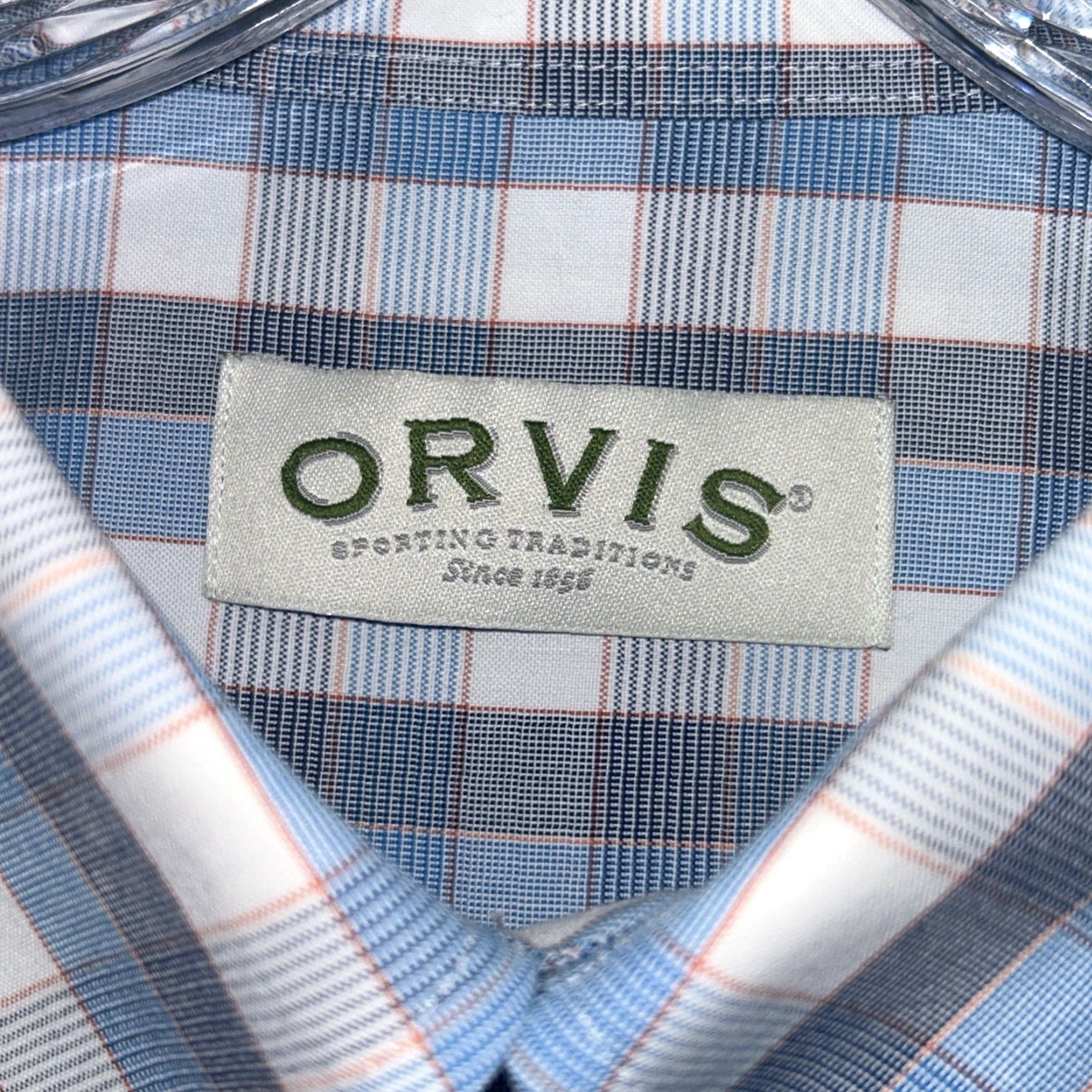 Orvis Orvis Shirt Mens XL Button-Down Blue White Plaid Check Long Sleeve Casual Business Travel Workwear Size US M / EU 48-50 / 2 - 6 Thumbnail