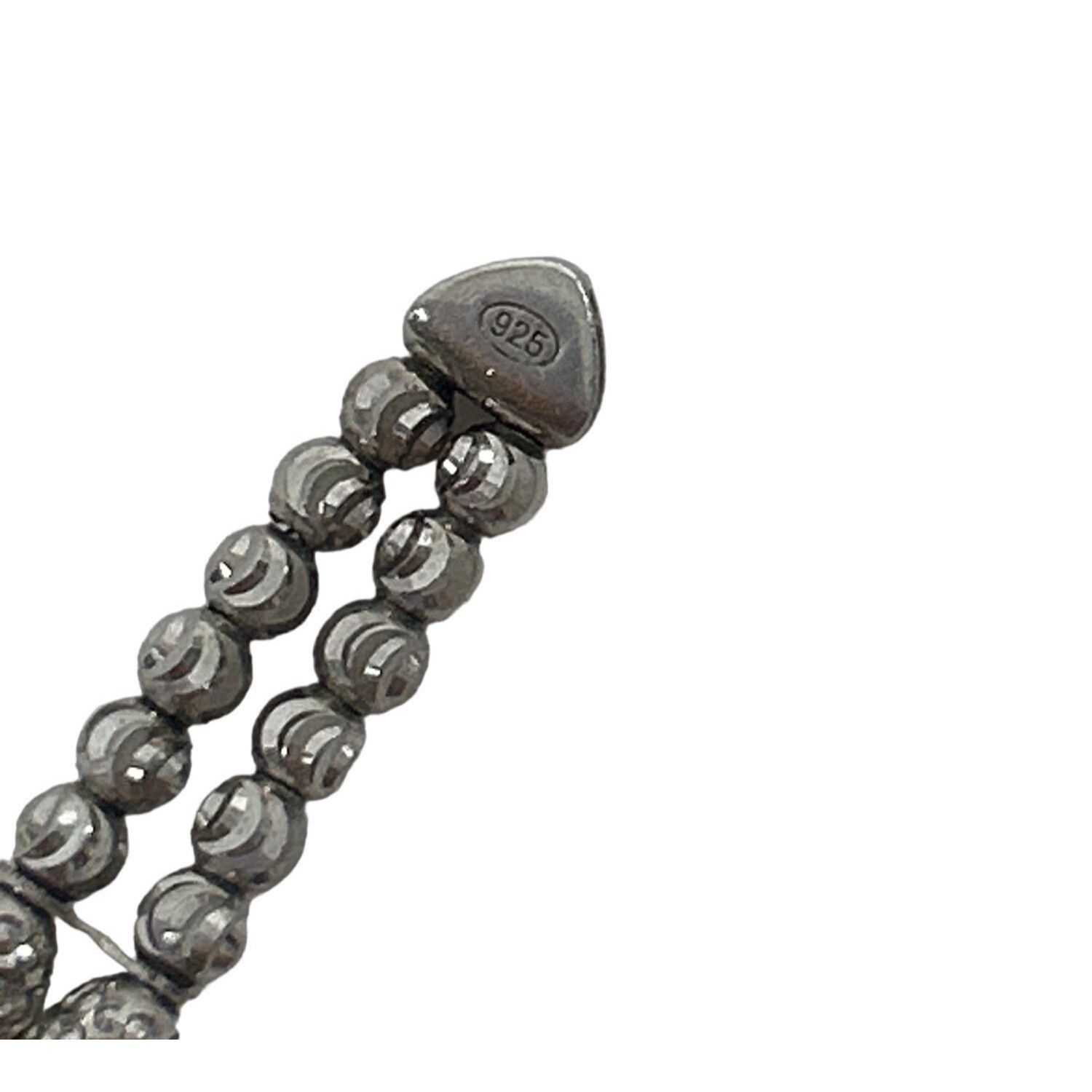 Other Bracelet 925 Sterling Silver Black Faceted Beads Italy Vtg 7 Size ONE SIZE - 3 Thumbnail