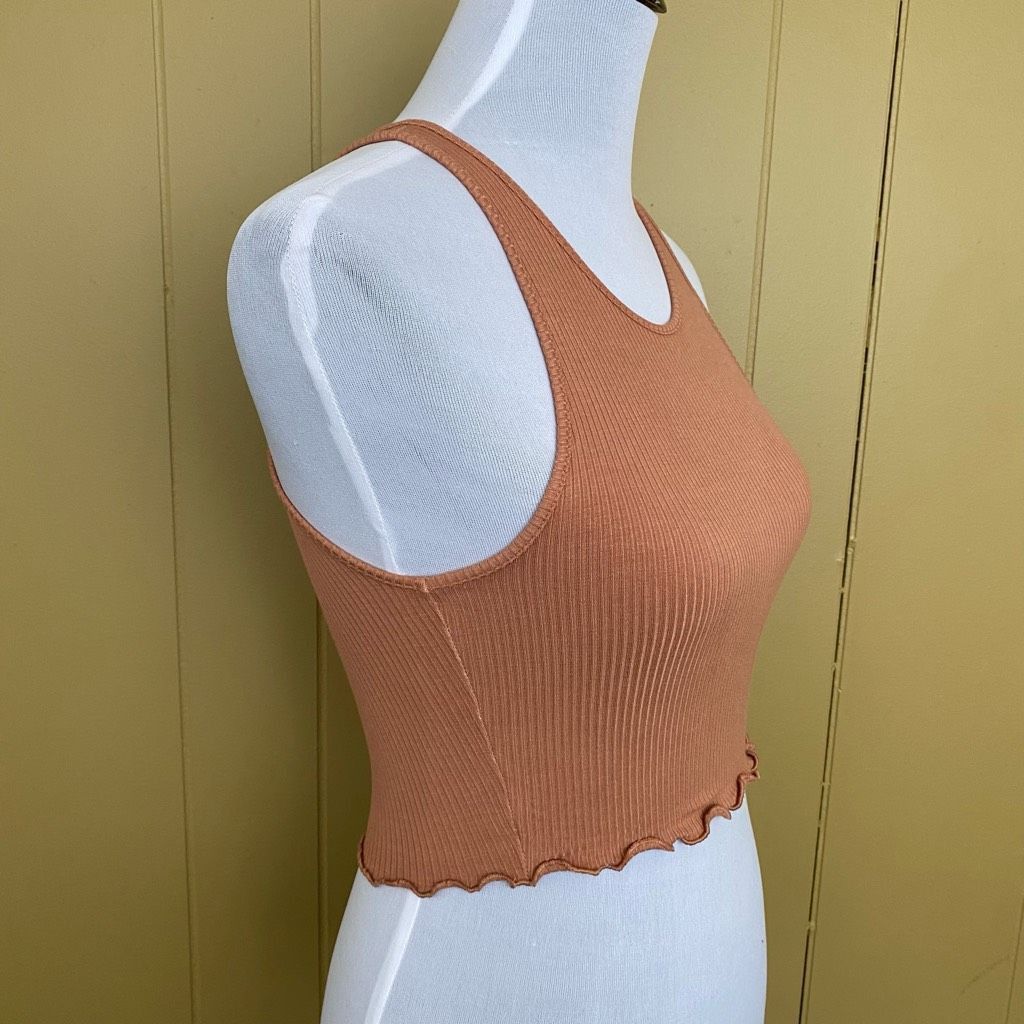 American Eagle Outfitters American Eagle women XS ribbed soft & sexy crop tank top tan Size XS / US 0-2 / IT 36-38 - 4 Thumbnail