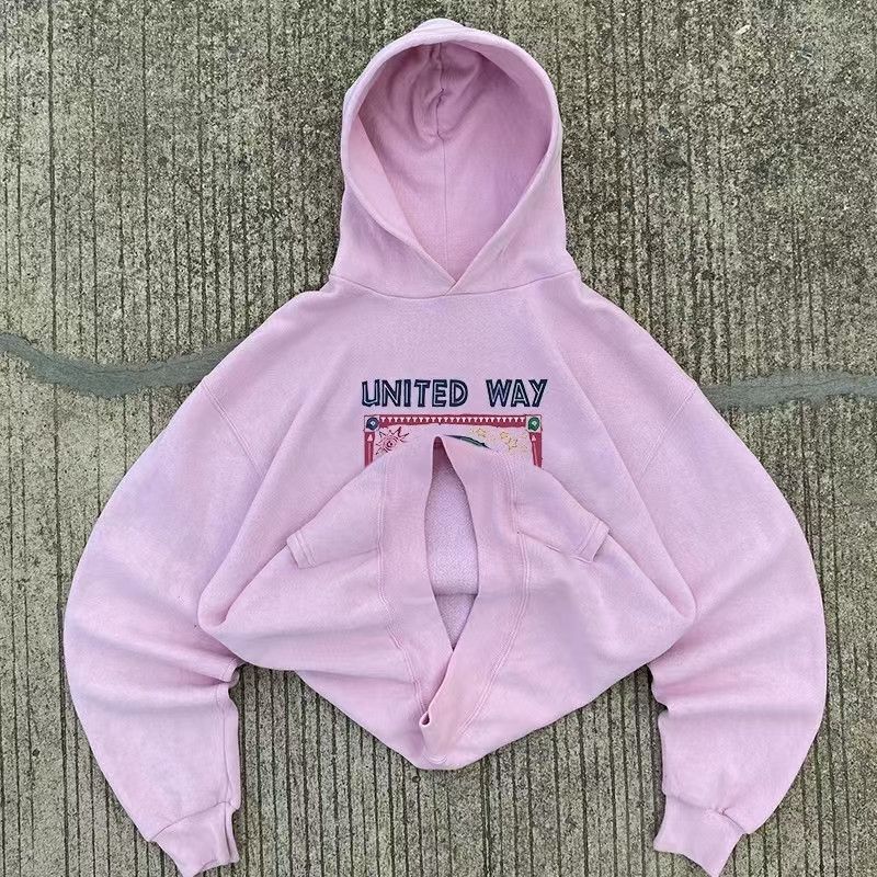 Japanese Brand × Vintage Pink washed vintage globe print cotton hoodie Size US L / EU 52-54 / 3 - 2 Thumbnail