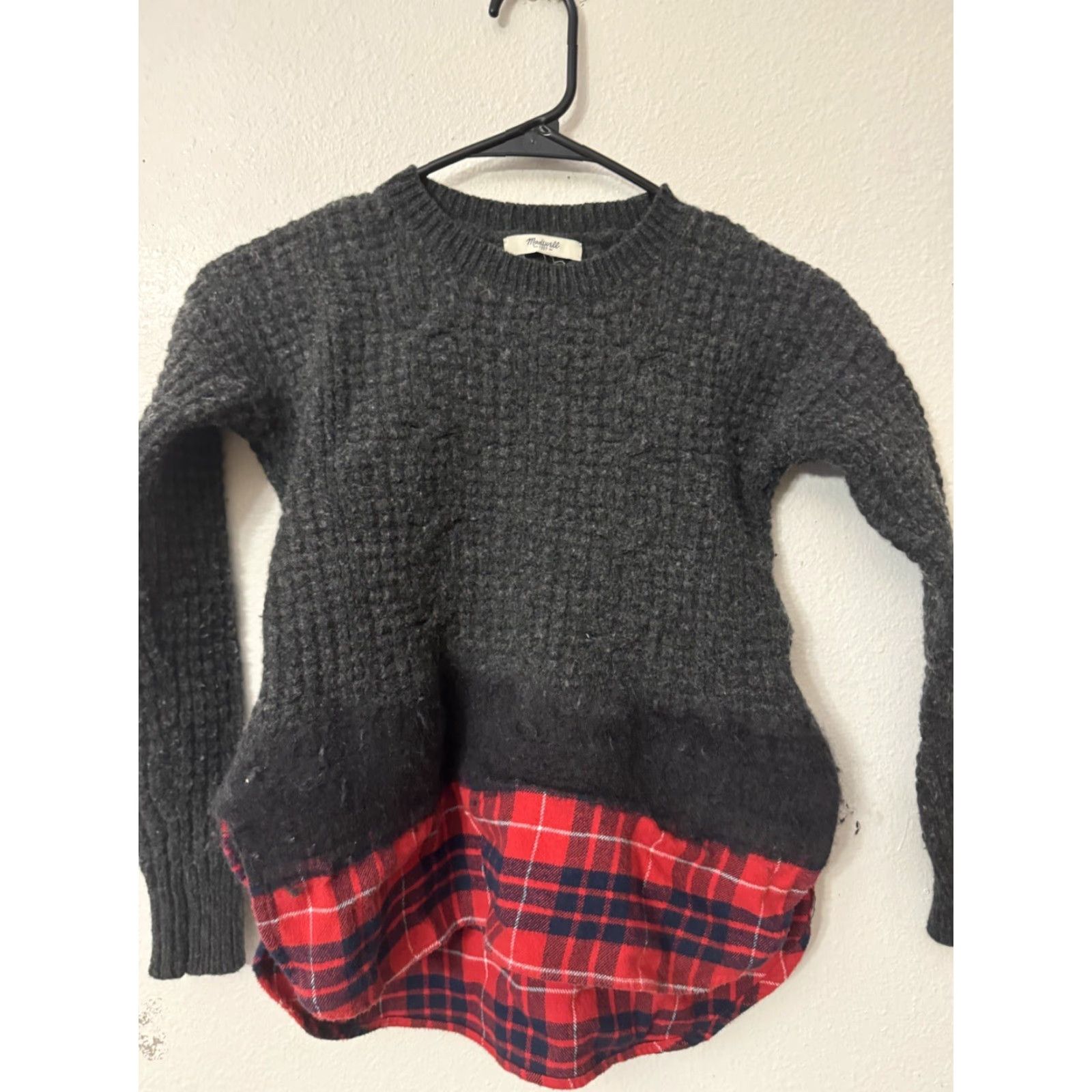 Madewell Madewell Wintermix Cable Knit Plaid Ombre Sweater Cotton Wool Blend Pullover 2XS Size XXS / US 00 / IT 34 - 2 Thumbnail