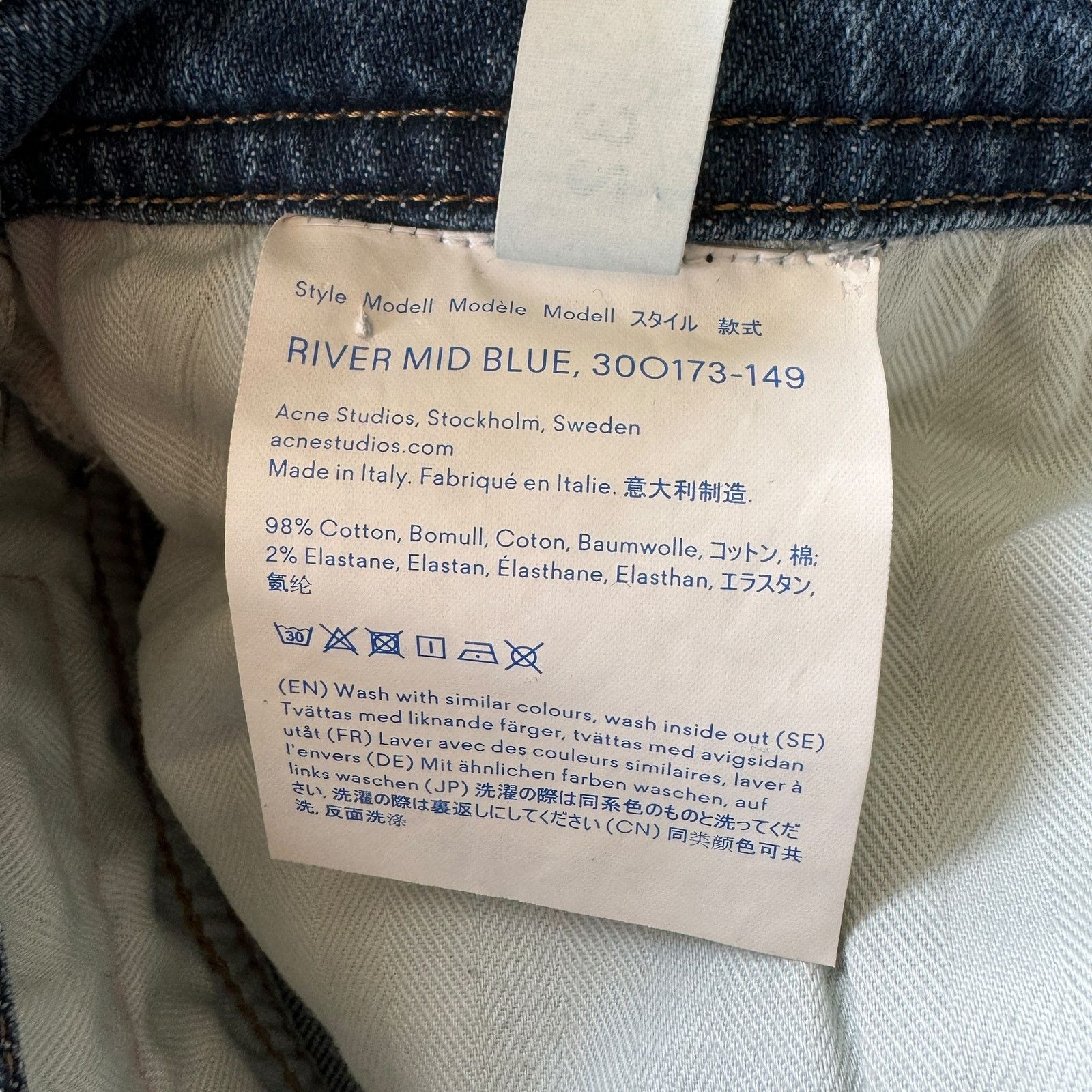 Acne Studios ACNE Studios River Slim Tapered Jean Mid Blue Size US 32 / EU 48 - 7 Thumbnail