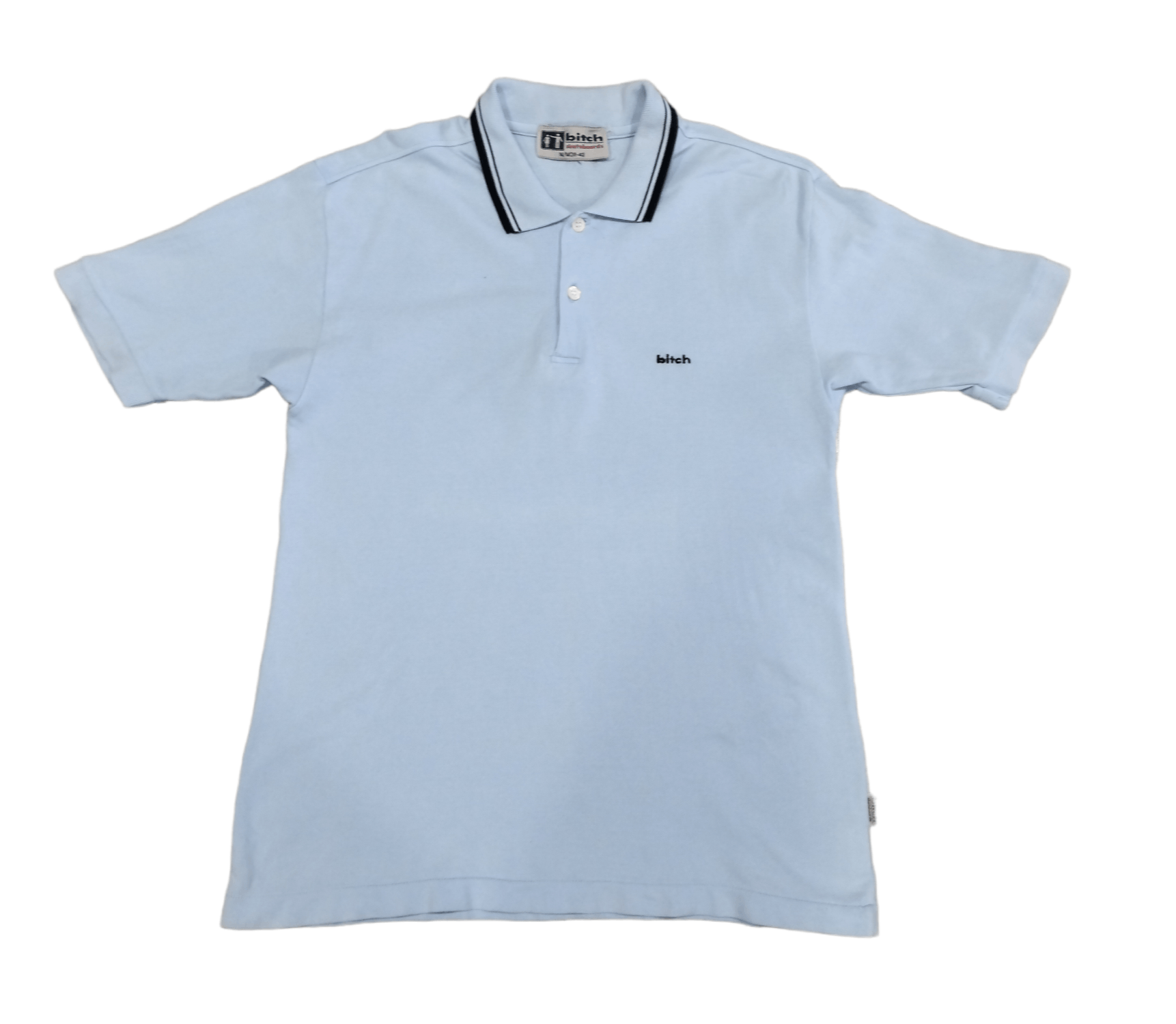 image of Made In USA x Santa Cruz Skateboards Bitch Skateboards Vintage Polos in Blue, Men's (Size Small)