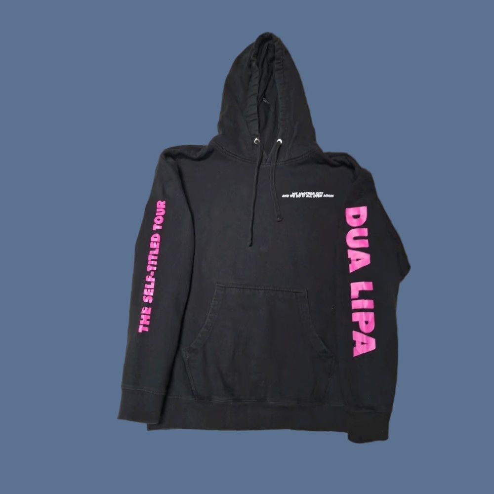 Vintage DUA Lipa Self-Titled Tour Hoodie M Black Pullover Sweatshirt Logo Graphic Print Hooded Pockets Men Size US M / EU 48-50 / 2 - 1 Thumbnail