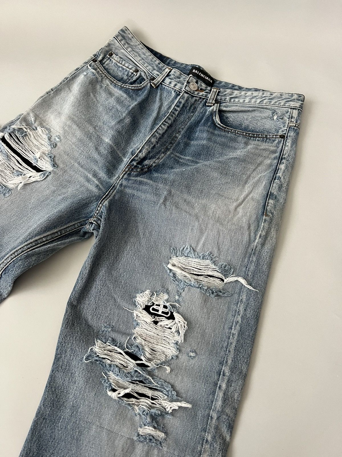Balenciaga Balenciaga Distressed Ripped Logo Lined Jeans Size US 34 / EU 50 - 5 Thumbnail