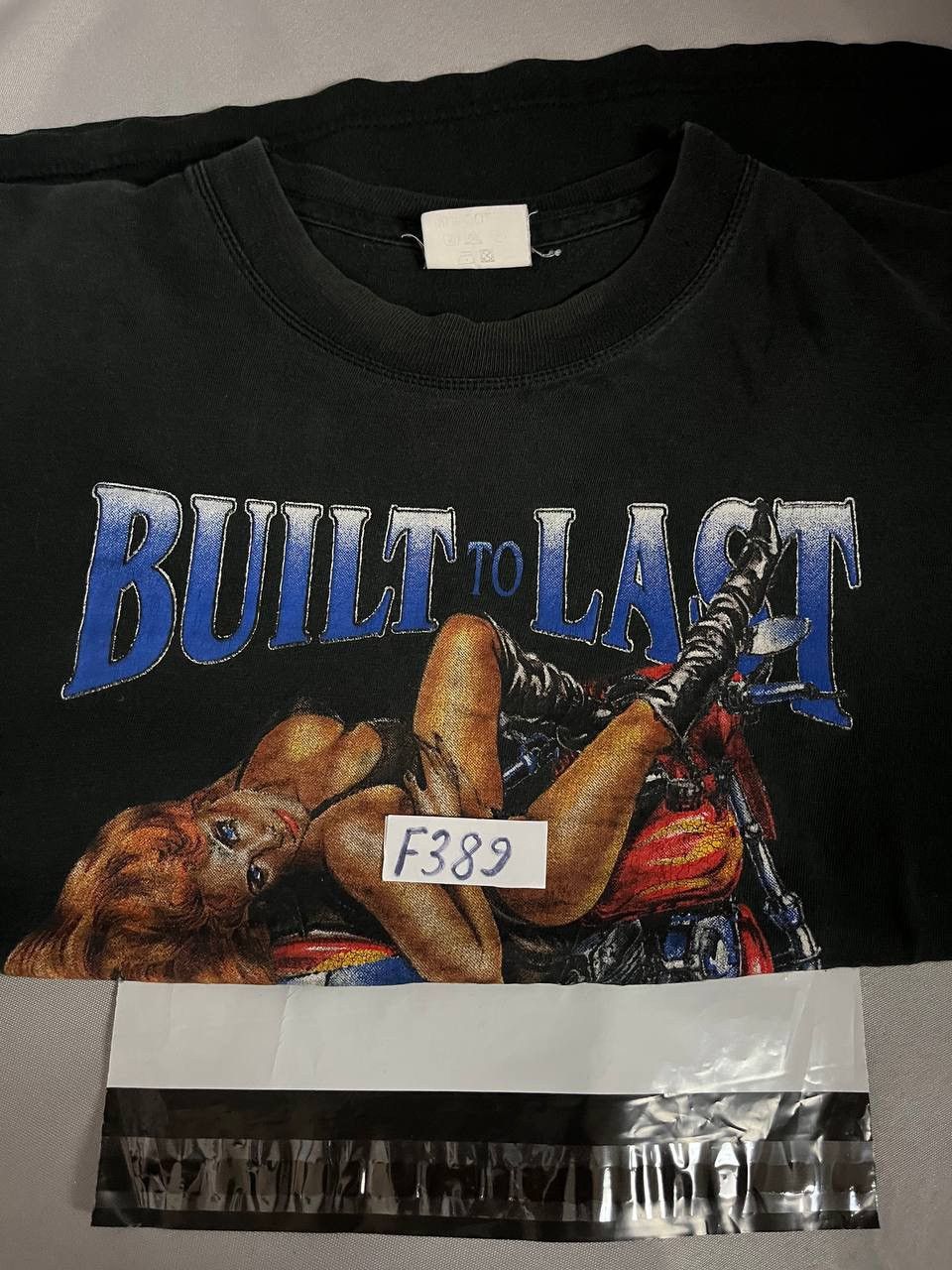 Vintage Vintage Moto Bike Tee Buit To Last 1990s Faded Black Size US L / EU 52-54 / 3 - 12 Thumbnail