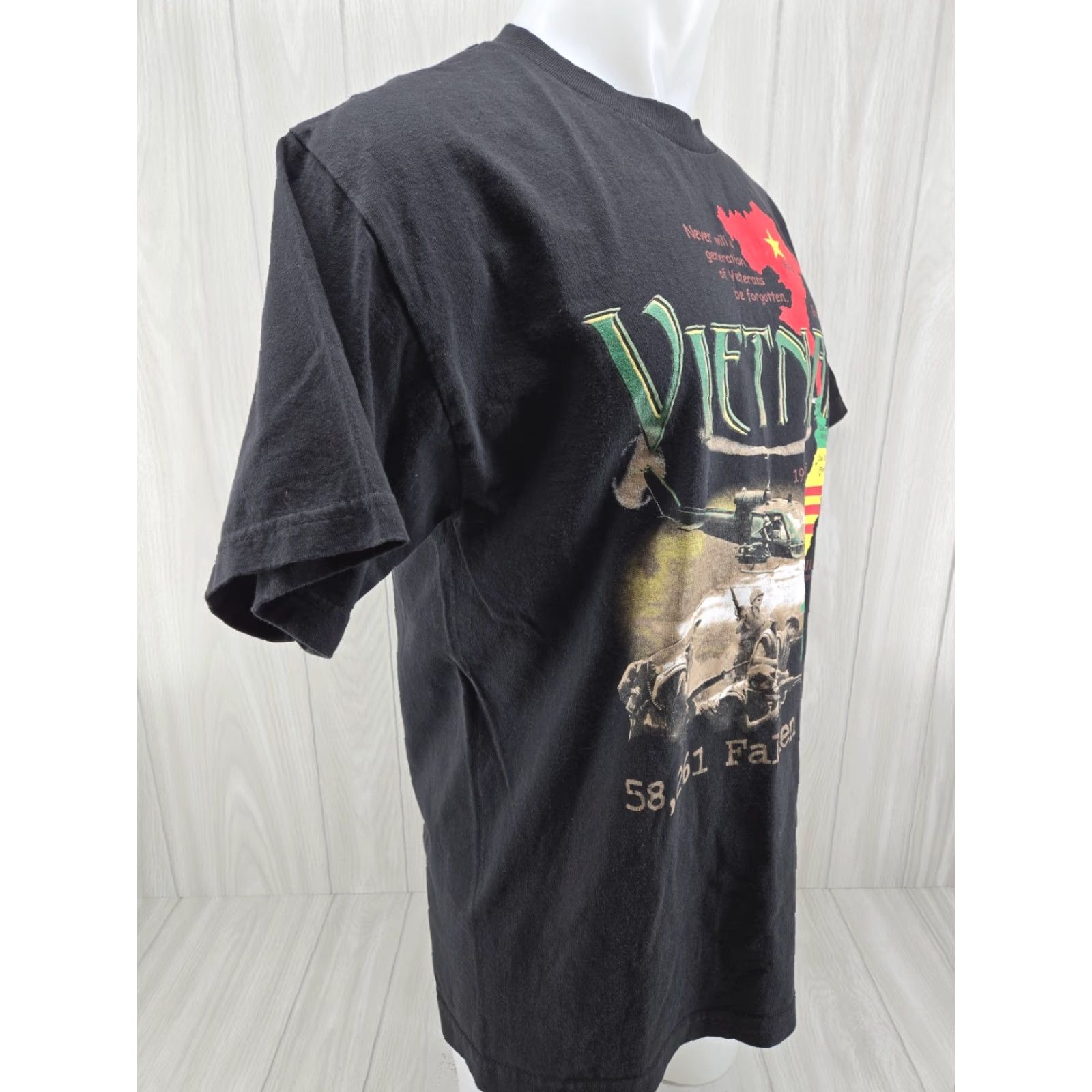 Vintage VINTAGE Vietnam War Veteran T-Shirt Men's Large USA Black T-Shirt Army Military USA Graphic Print Short Sleeve Crew Neck Murina Gildan Heavy Cotton Size US L / EU 52-54 / 3 - 6 Thumbnail