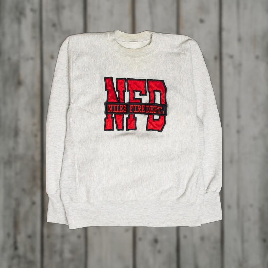 Vintage VINTAGE Niles Fire Department IL Sweatshirt L XL Grey Fire Department Mens Sweatshirt Size US XL / EU 56 / 4 - 1 Thumbnail