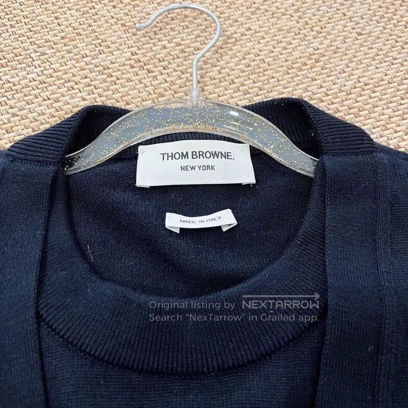 Thom Browne Thom Browne Navy Wool Cardigan for Men . Size US L / EU 52-54 / 3 - 6 Thumbnail