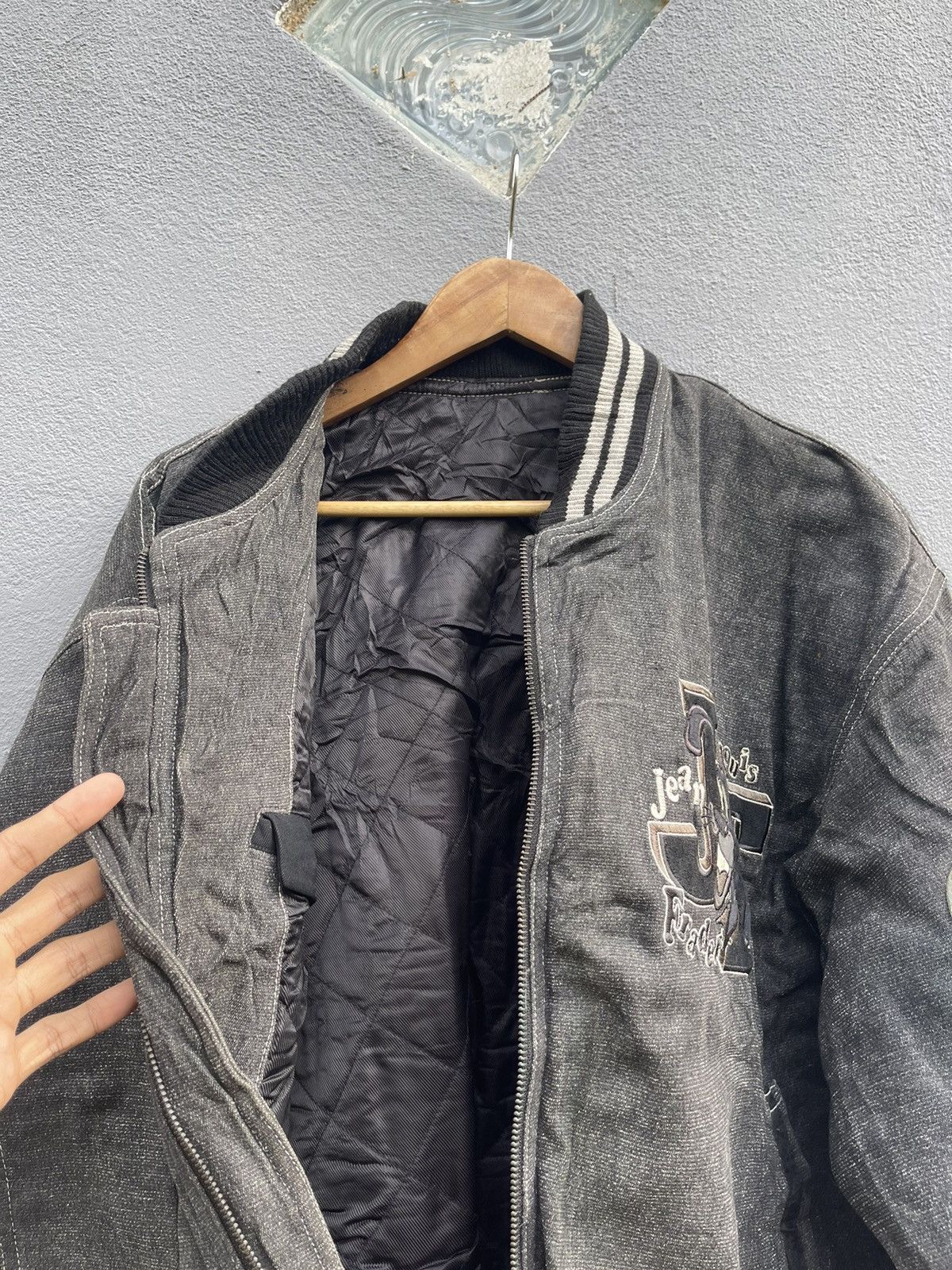 Japanese Brand × Vintage Jean Louis Fradet Vintage Denim Varsity Jacket - Size L Size US L / EU 52-54 / 3 - 21 Thumbnail