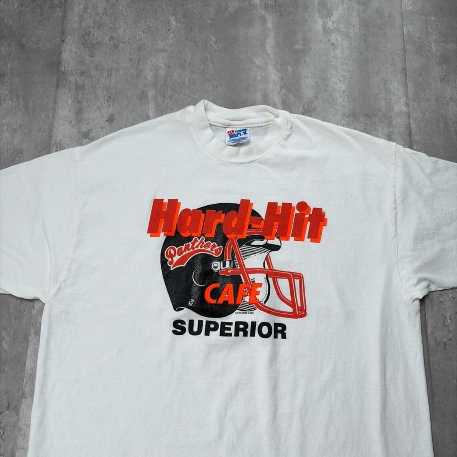 Hanes Vintage White Hard Rock Cafe NFL Panthers Football T-Shirt Size US XL / EU 56 / 4 - 2 Thumbnail