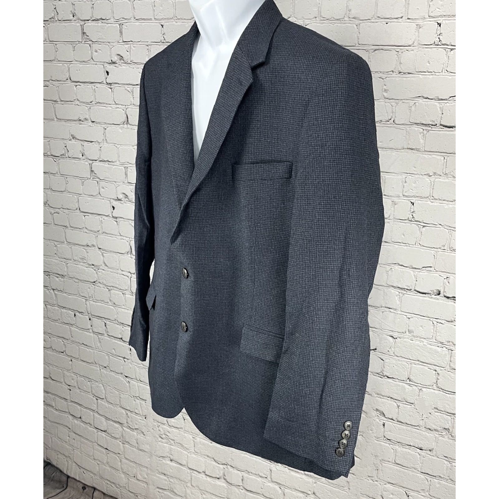 Marks & Spencer Marks & Spencer Jacket Black Blue Check Easy Care Sports Blazer Size 48 Size 48R - 5 Thumbnail