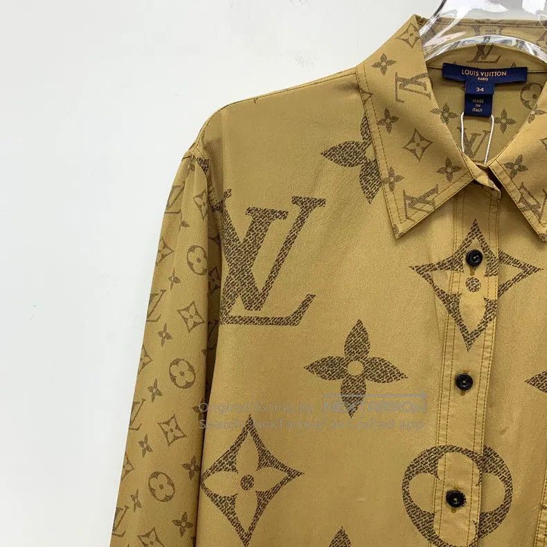 Louis Vuitton Louis Vuitton Brown logo full print mulberry silk lapel si Size XXS / US 00 / IT 34 - 3 Thumbnail