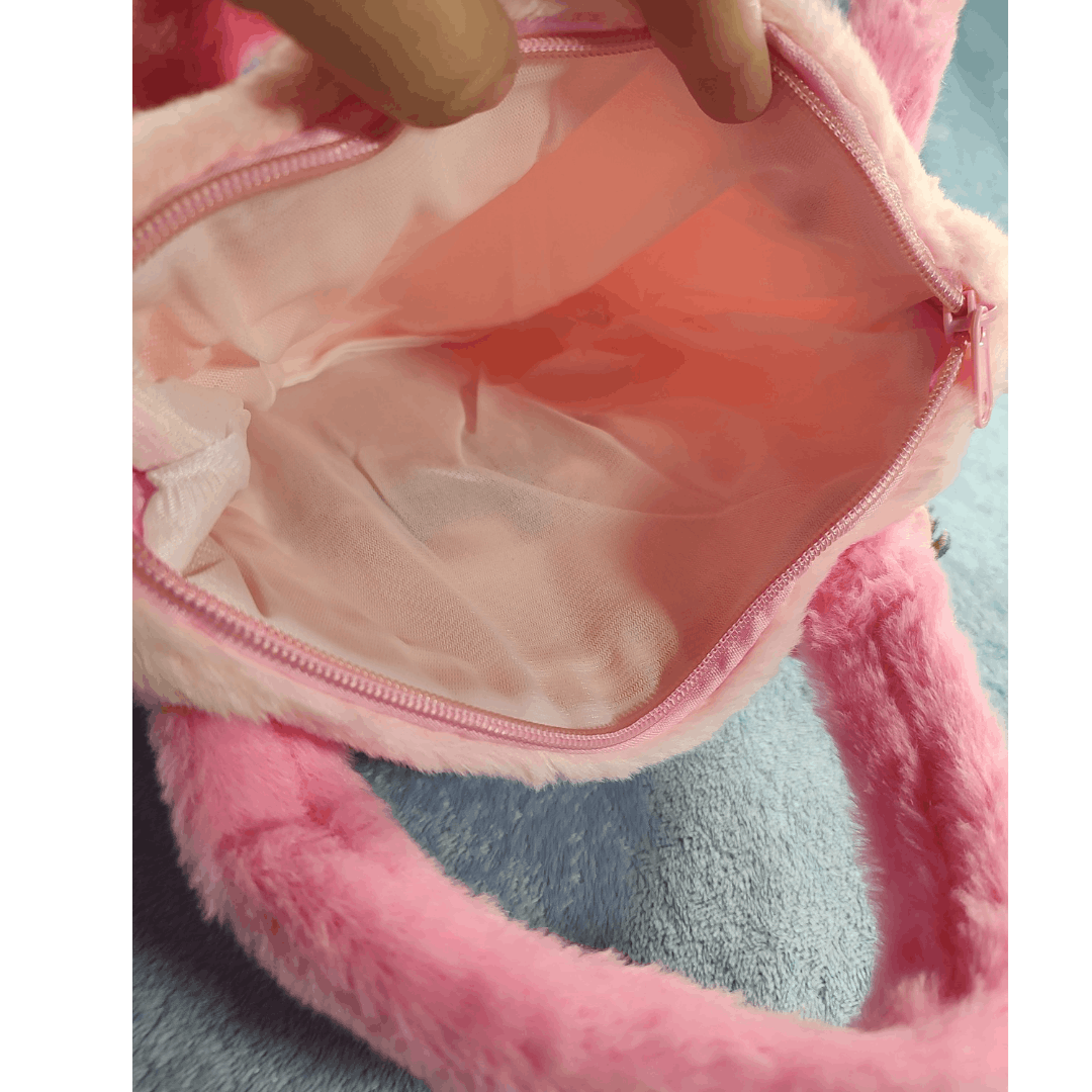 Japanese Brand LOTSO Plush Handbag, pink, NEW Size ONE SIZE - 2 Thumbnail