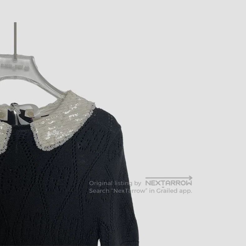 Gucci gucci Black sequin doll collar wool mixed silk double G ho Size S / US 4 / IT 40 - 3 Thumbnail