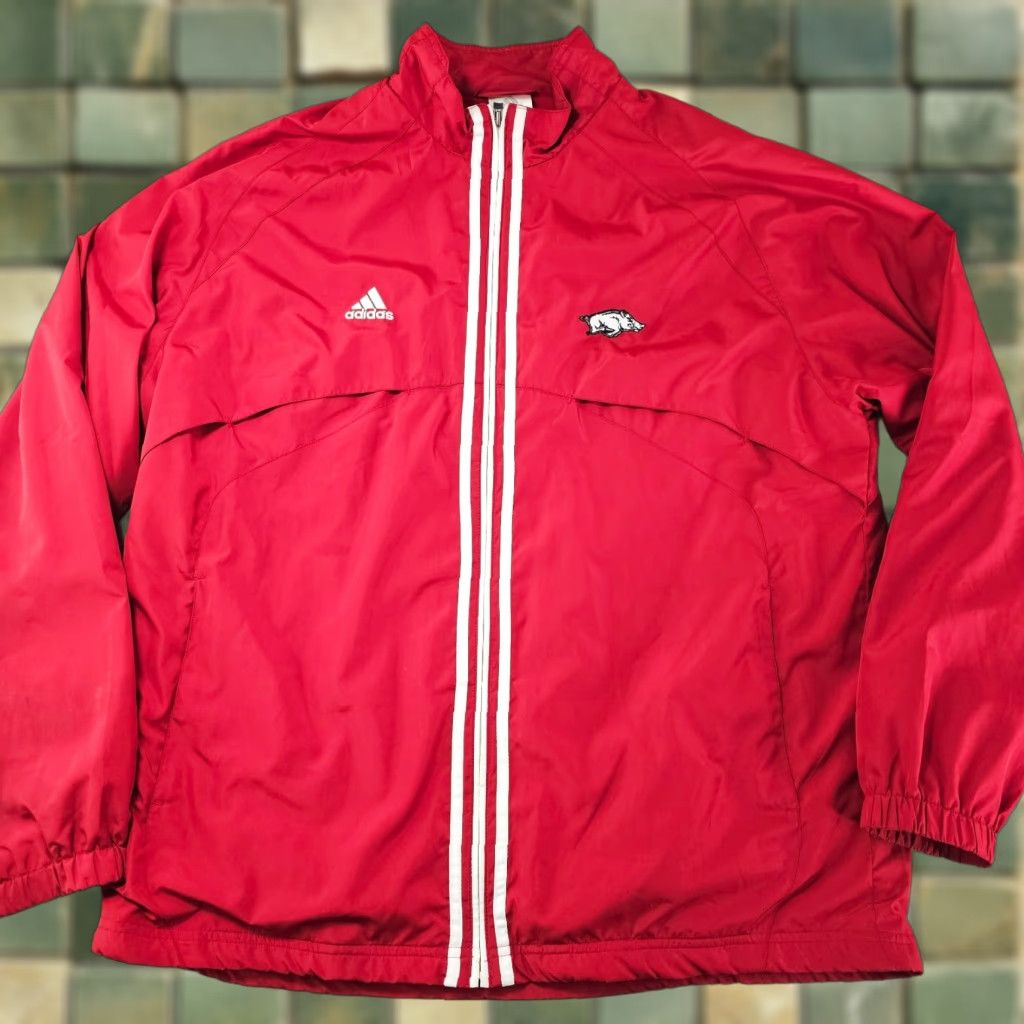 Adidas VINTAGE adidas Jacket Mens XL Windbreaker Full Zip Arkansas Razorbacks Red Size US XL / EU 56 / 4 - 1 Thumbnail
