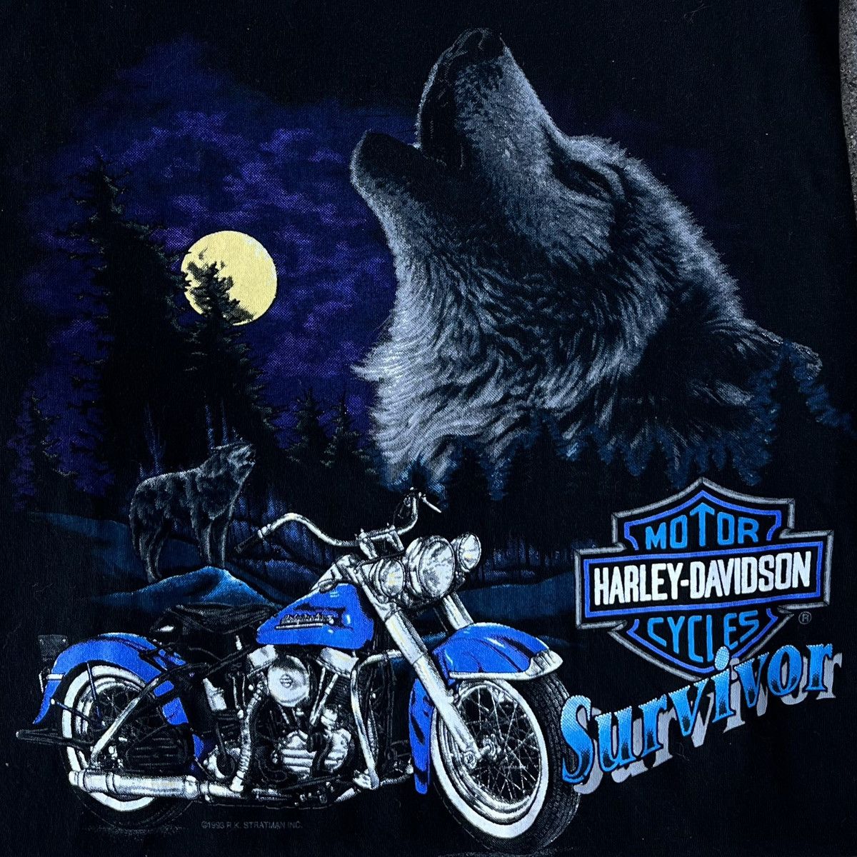 Harley Davidson × Vintage Vintage 93’ Harley Davidson Survivor Biker Tee Sz XL Size US XL / EU 56 / 4 - 2 Thumbnail