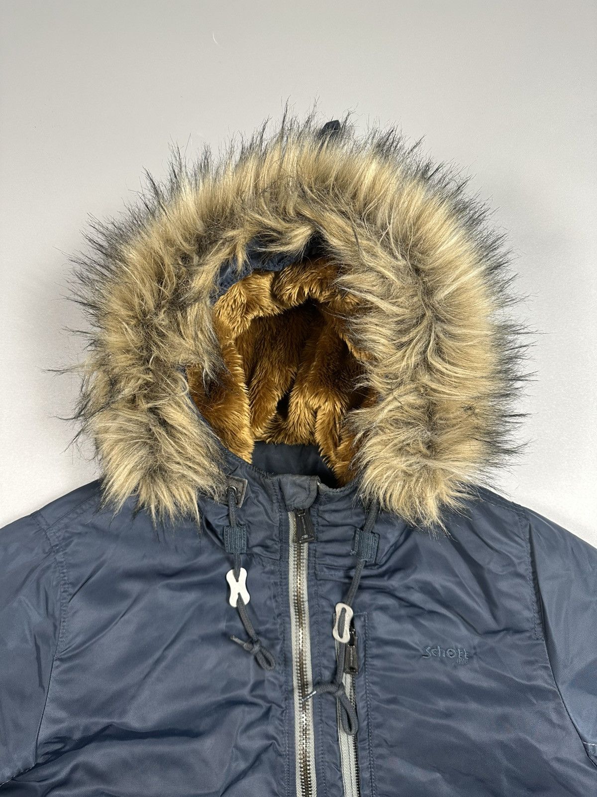 Schott Schott Army Type-U Hooded Faux Fur Nylon Bomber Jacket Size US L / EU 52-54 / 3 - 9 Thumbnail