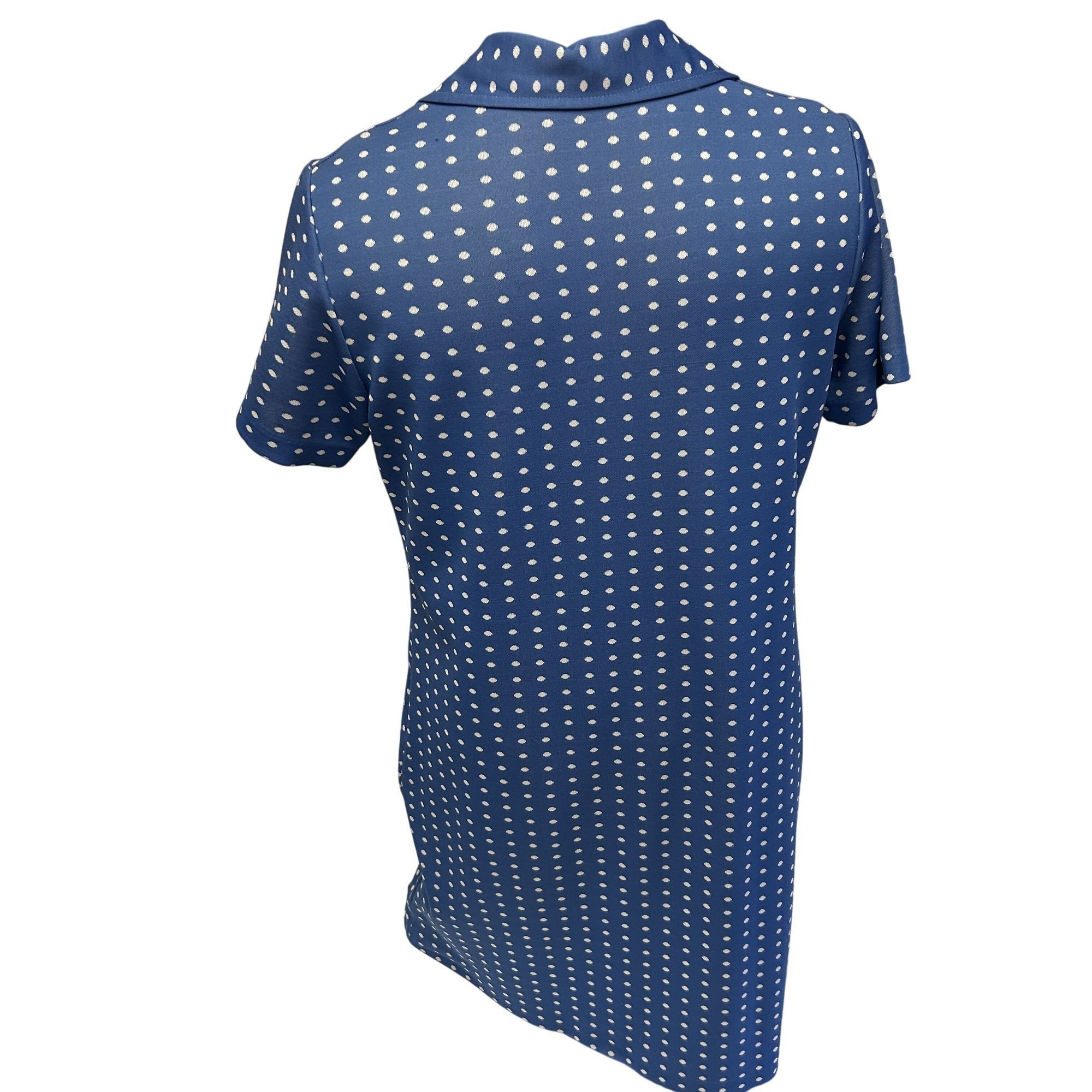 Vintage 60 70's MOD Blue POLKA DOT Collared House Dress 18.5 42 Size XXL / US 16-18 / IT 52-54 - 5 Thumbnail